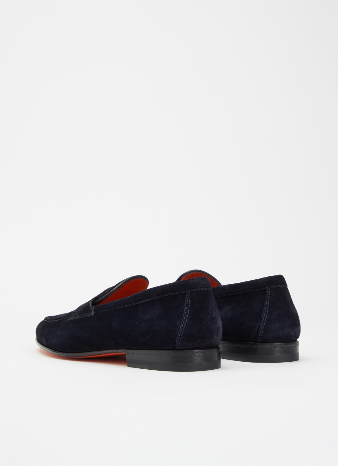 Santoni Sullivan loafer van suède - achterkant donkerblauw