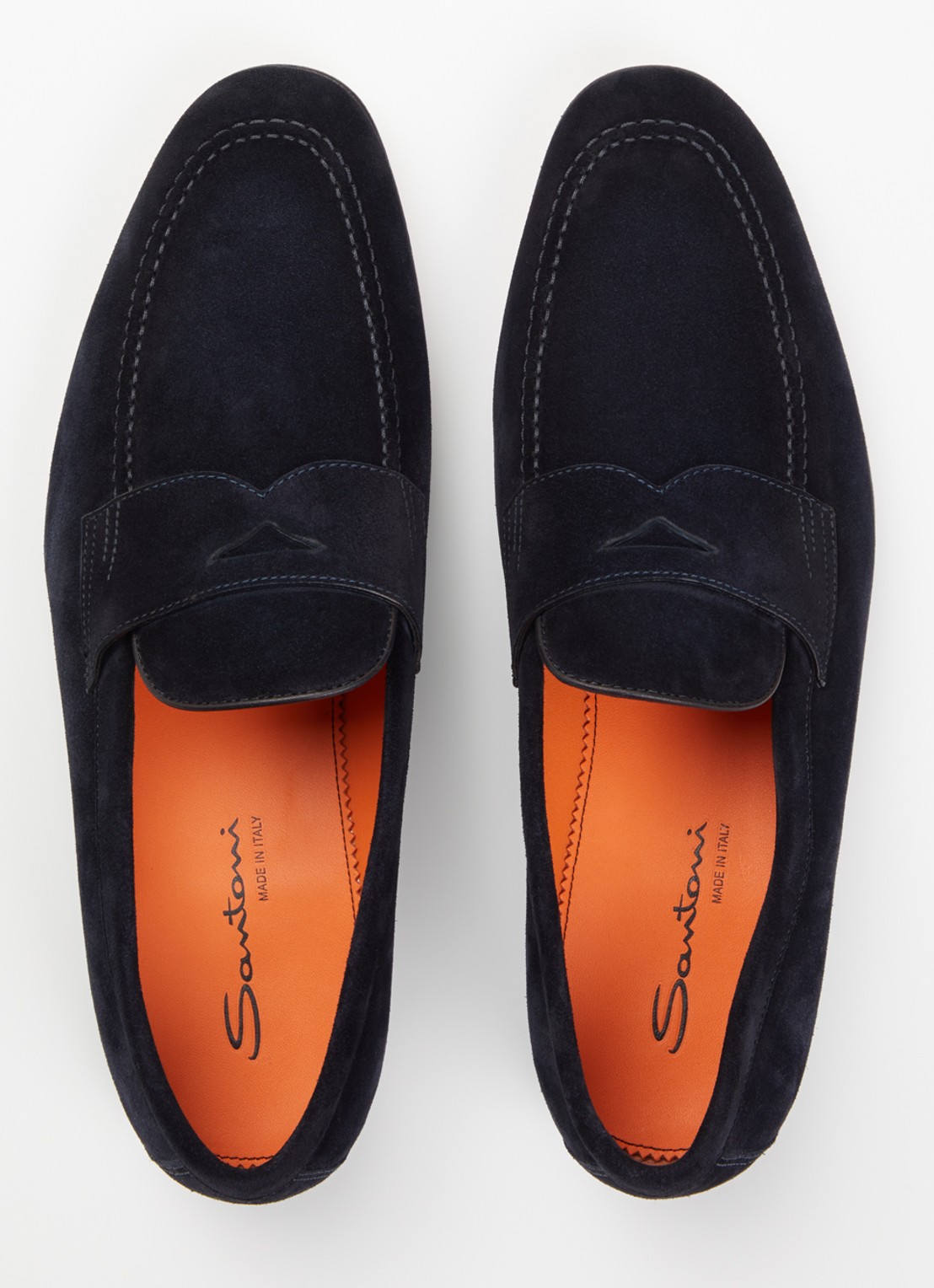 Santoni Sullivan loafer van suède - detail 3 donkerblauw