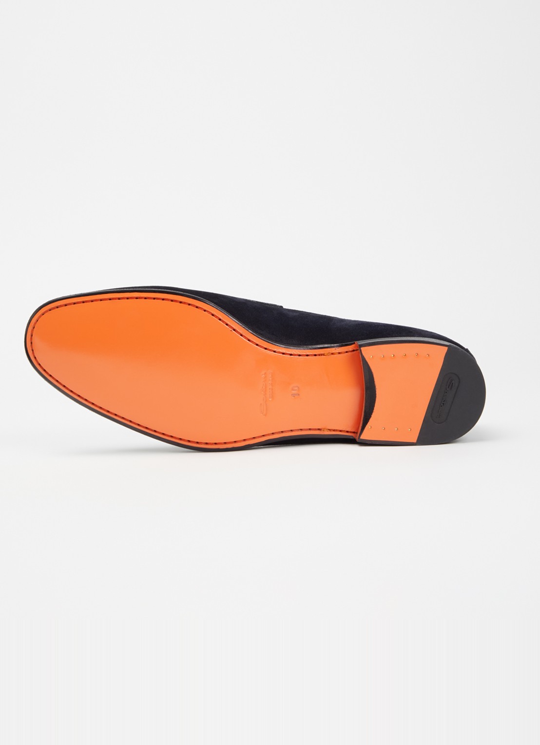 Santoni Sullivan loafer van suède - detail 4 donkerblauw