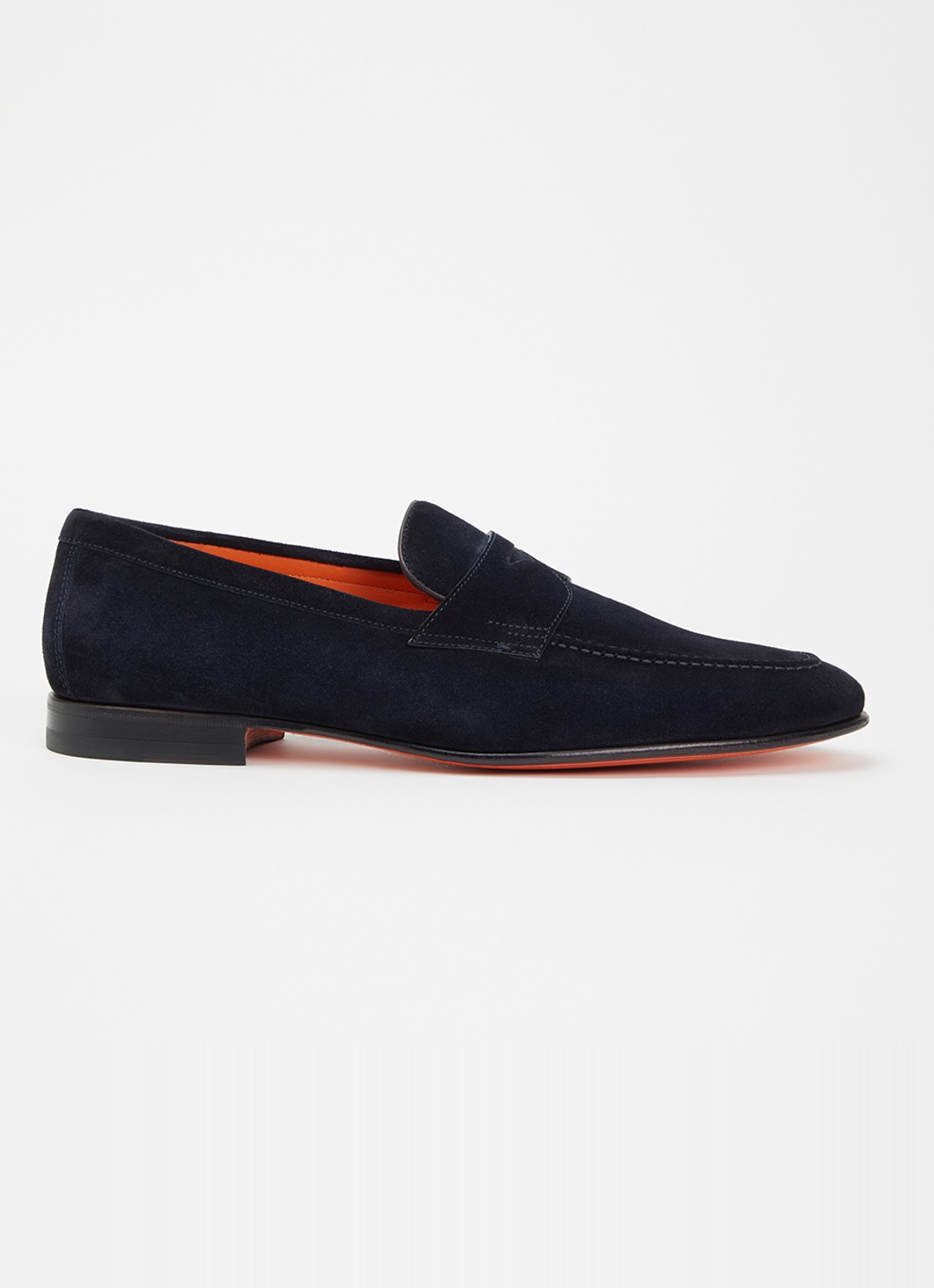 Santoni Sullivan loafer van suède - voorkant 5 donkerblauw