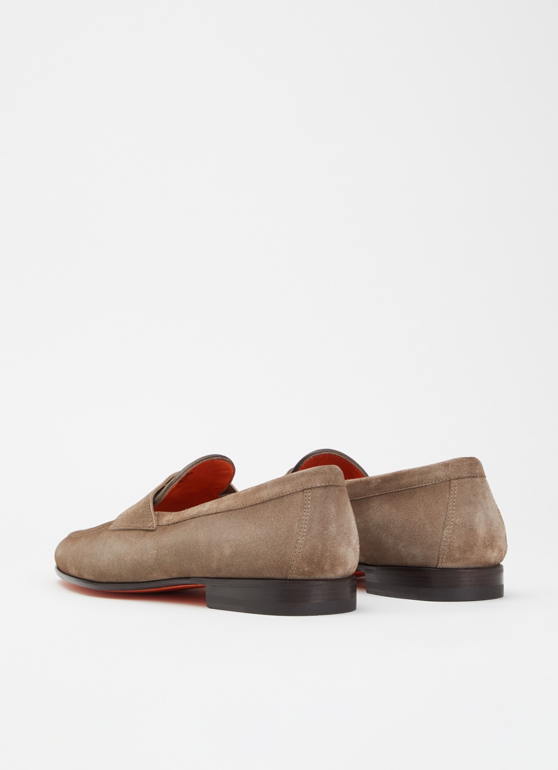 Santoni Sullivan loafer van suède - achterkant 2 donkerbeige