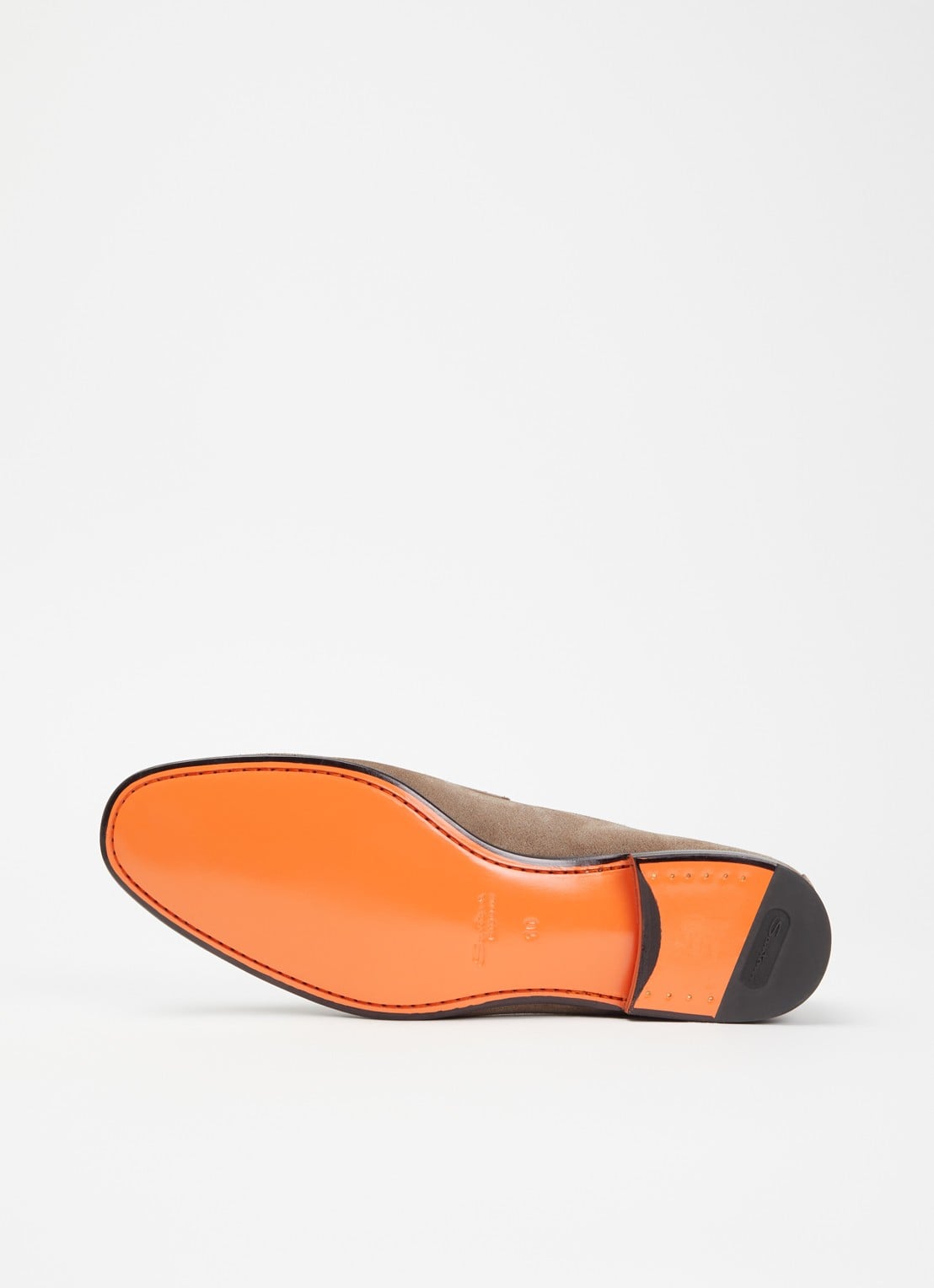 Santoni Sullivan loafer van suède - detail 5 donkerbeige