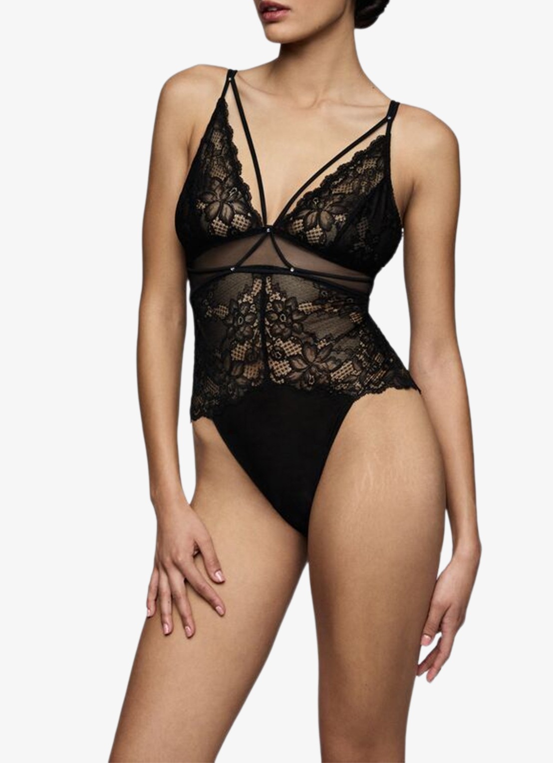 Sarda Amelia body van kant - voorkant 2 zwart