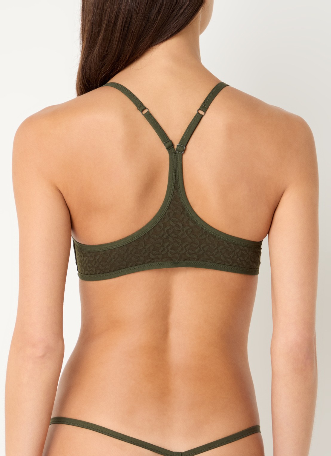 Sarda Asin bralette van kant met logoprint - achterkant 6 legergroen