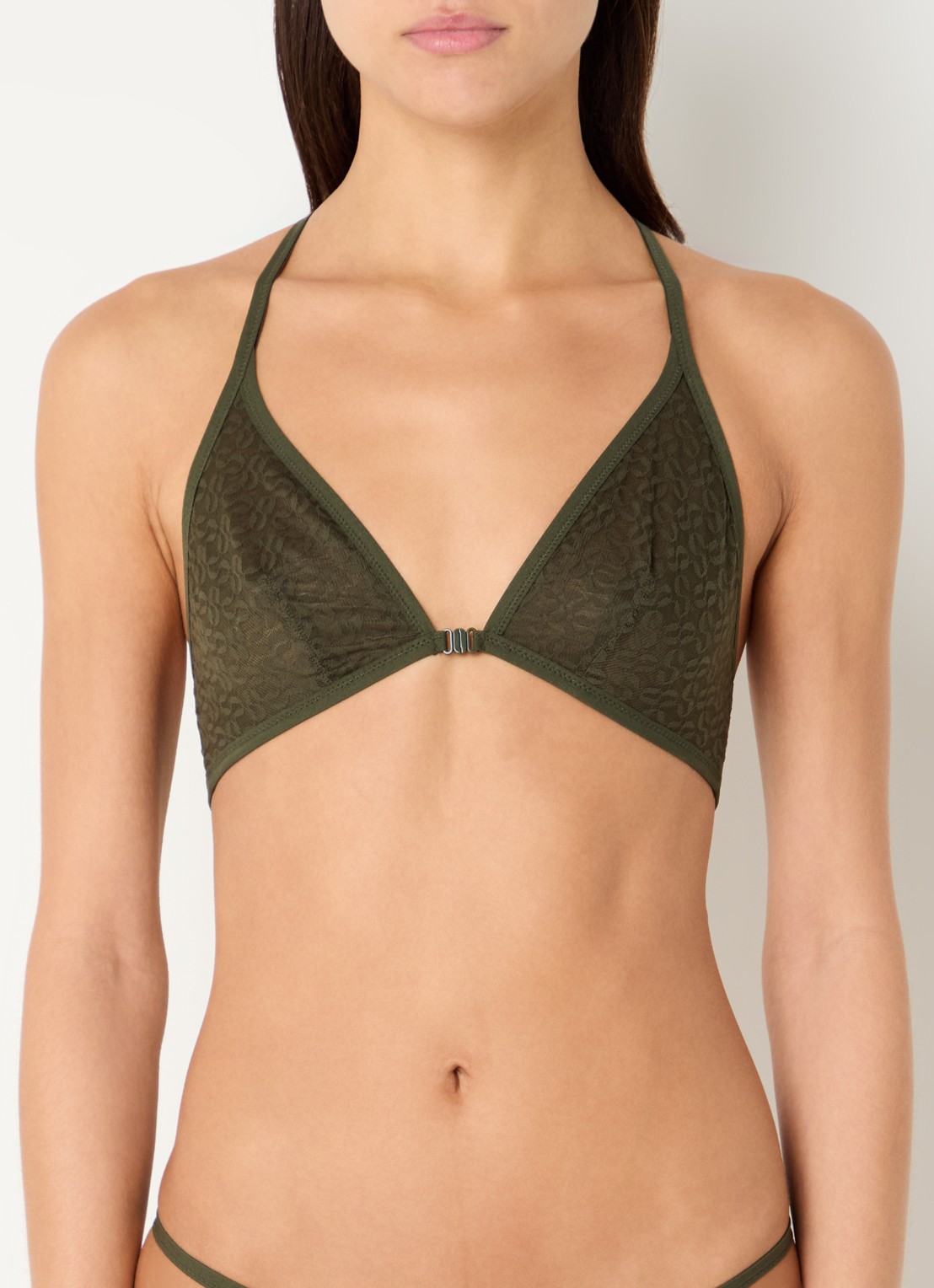 Sarda Asin bralette van kant met logoprint - detail 3 legergroen