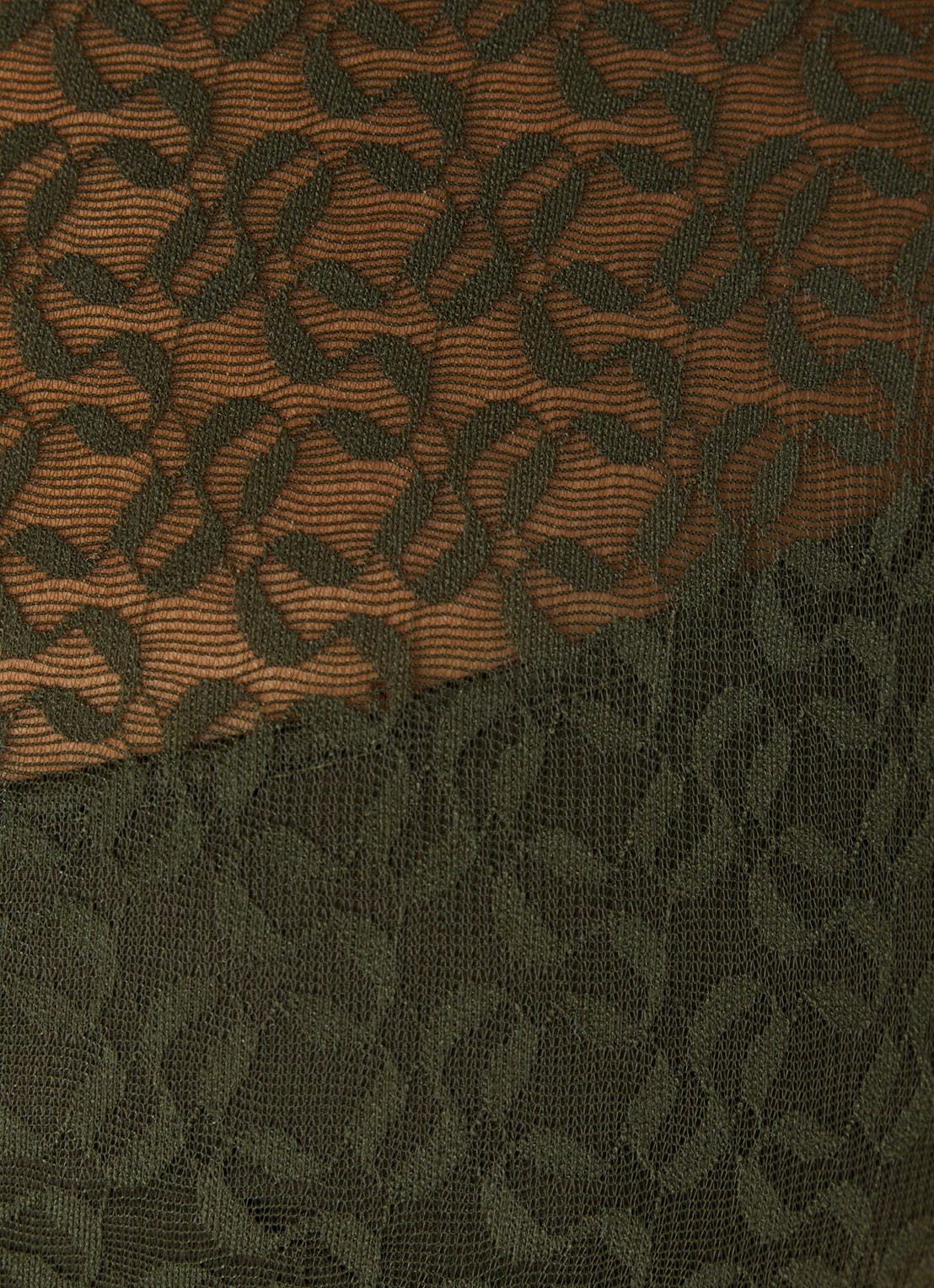 Sarda Asin semi-transparante body van kant met logoprint - detail 5 legergroen
