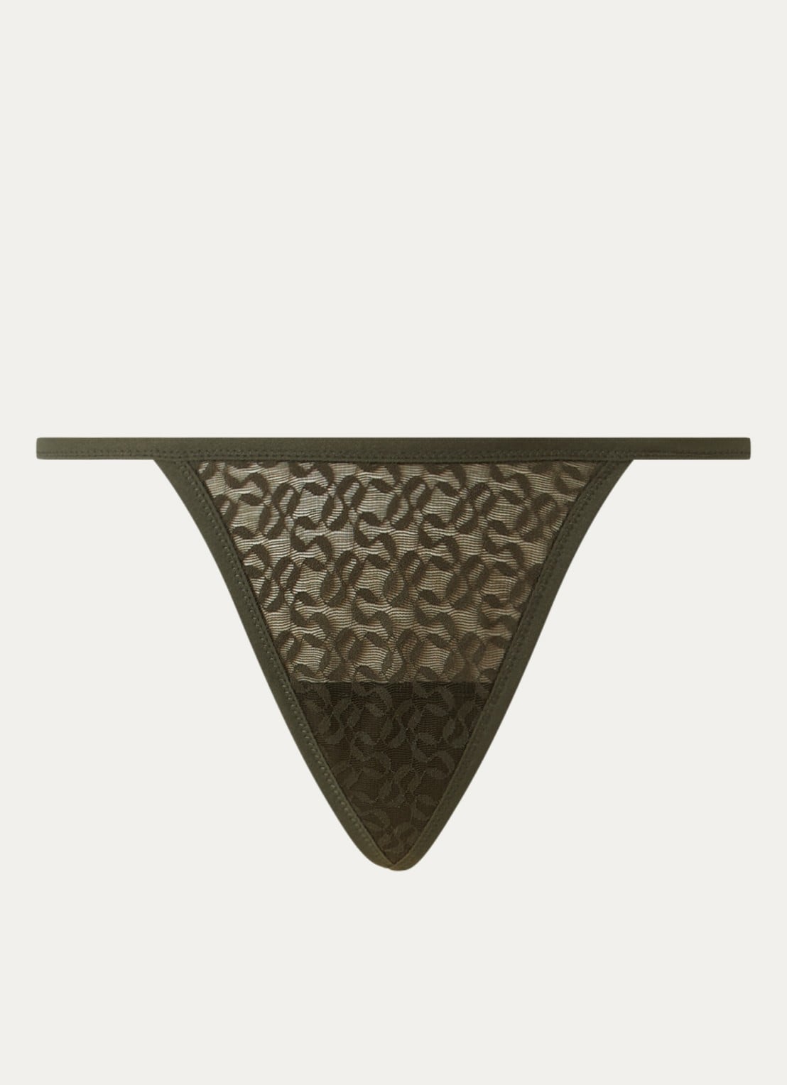 Sarda Asin string van kant met logoprint - voorkant 4 legergroen