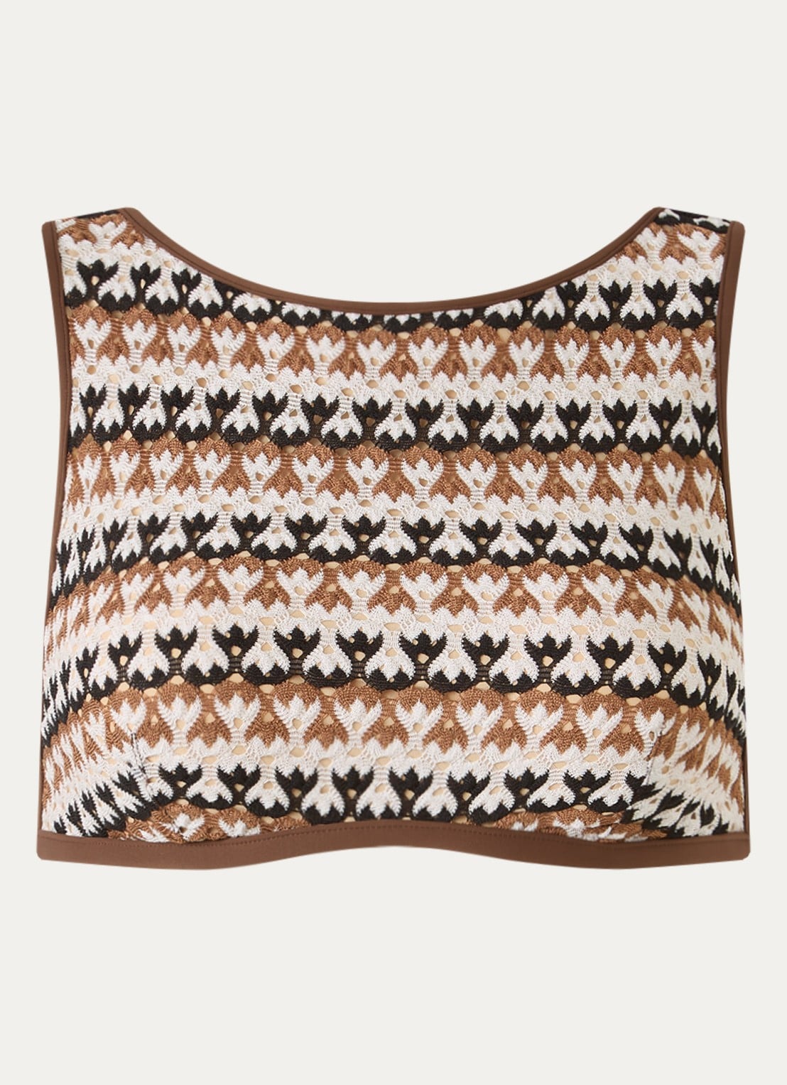Sarda Biles bikinitop van crochet met print - voorkant 2 zand
