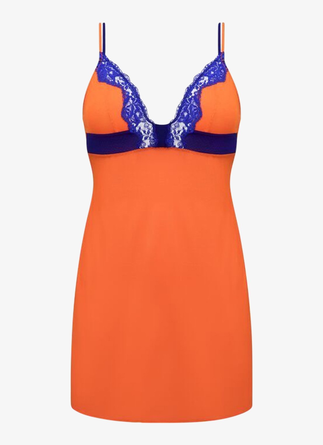Sarda Bremer slipdress met kant - voorkant oranje
