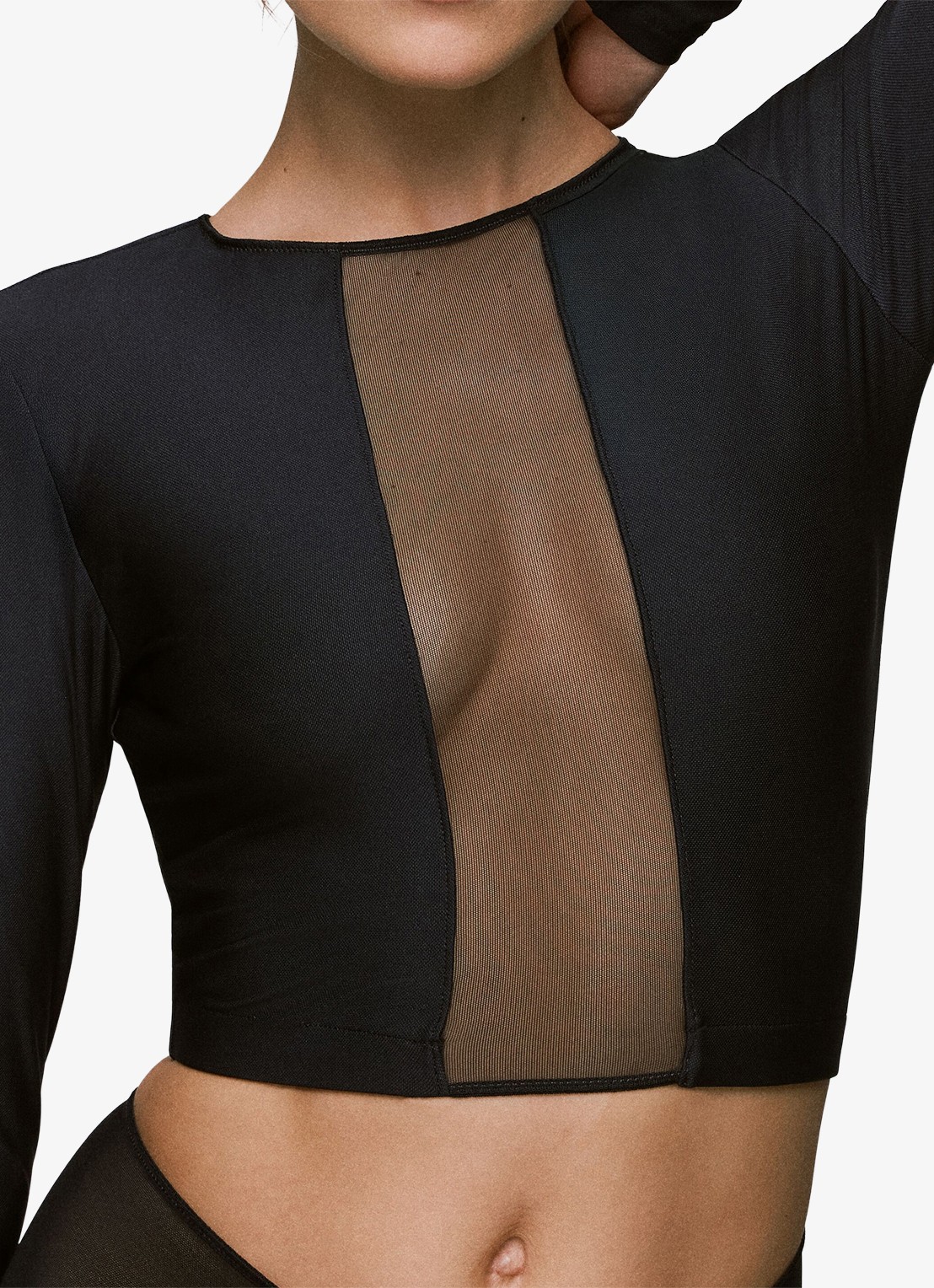 Sarda Chalmers crop top met details van mesh - detail 3 zwart