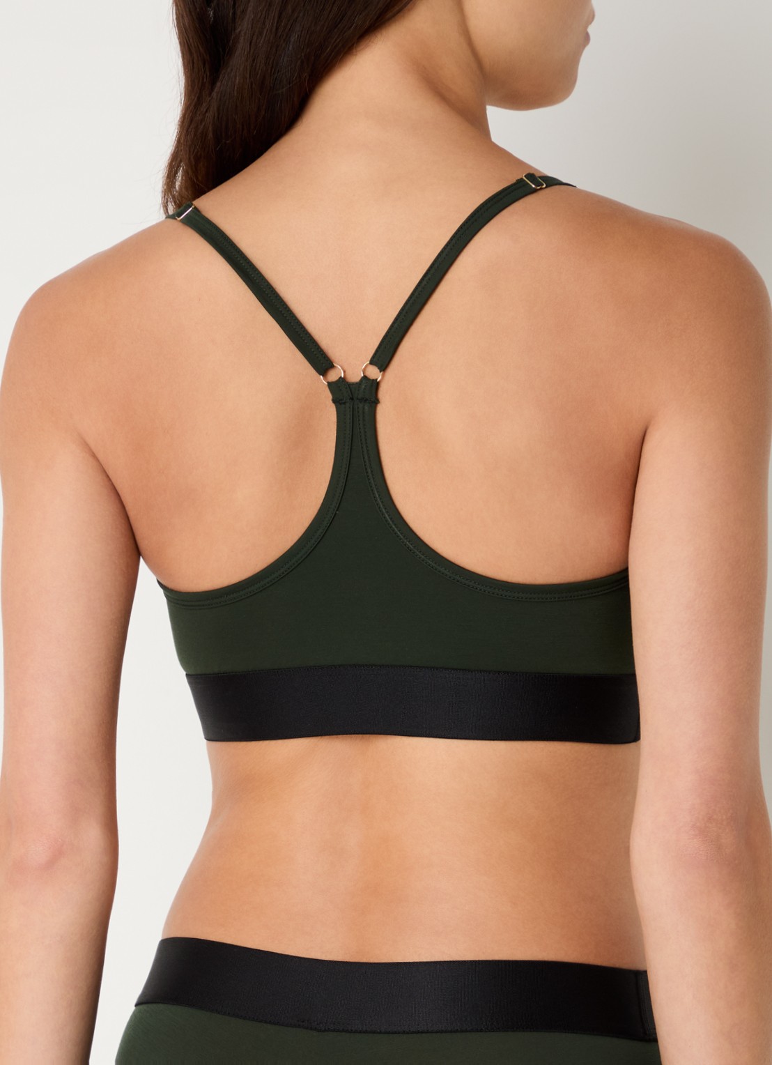 Sarda Eliza bralette met logoband - achterkant 3 legergroen