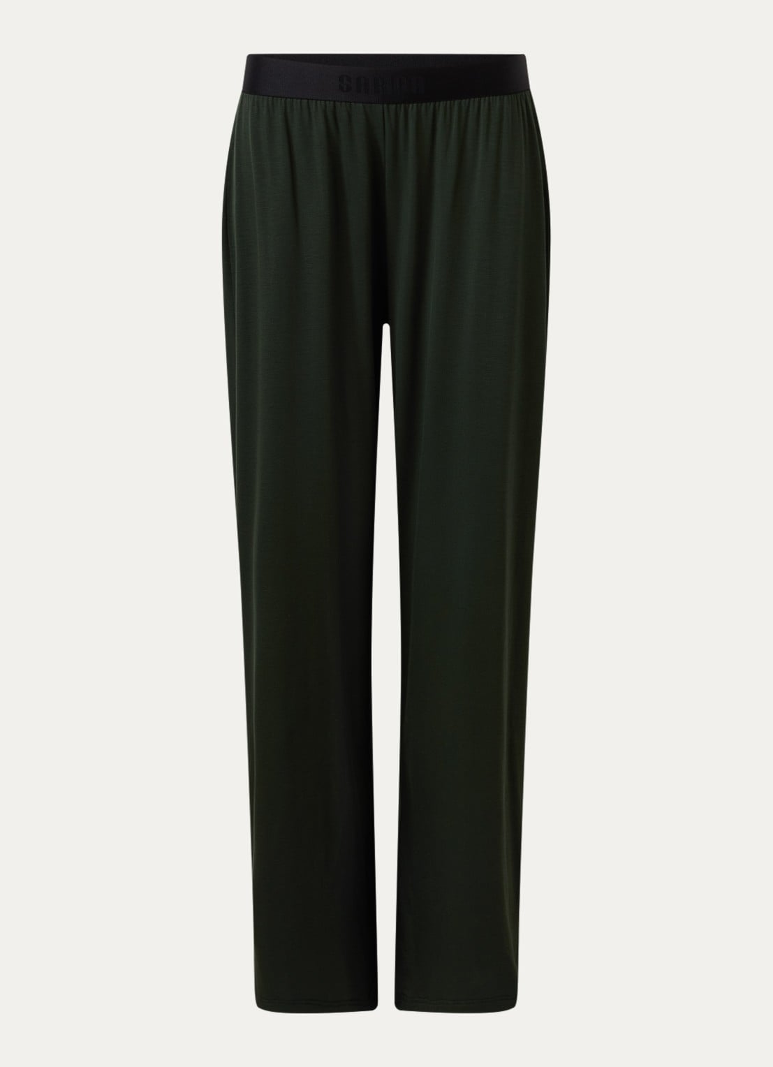 Sarda Eliza high waist straight fit joggingbroek met logoband - voorkant 3 legergroen