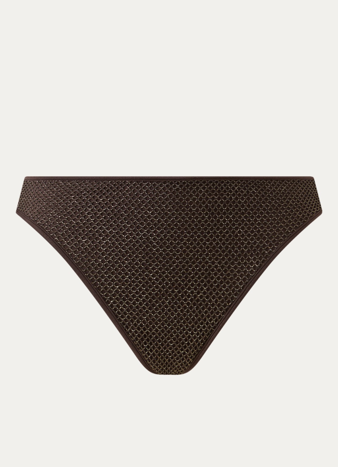 Sarda Janja high waisted bikinislip met lurex - voorkant donkerbruin