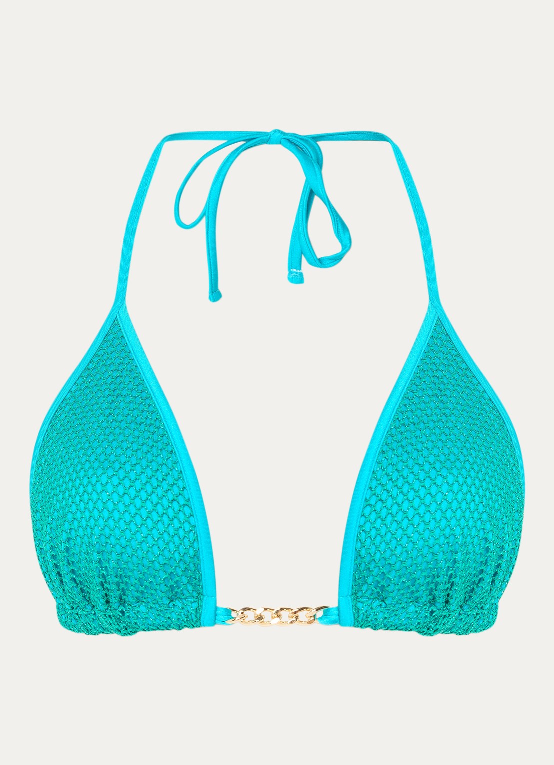 Sarda Janja triangel bikinitop met lurex - voorkant turquoise