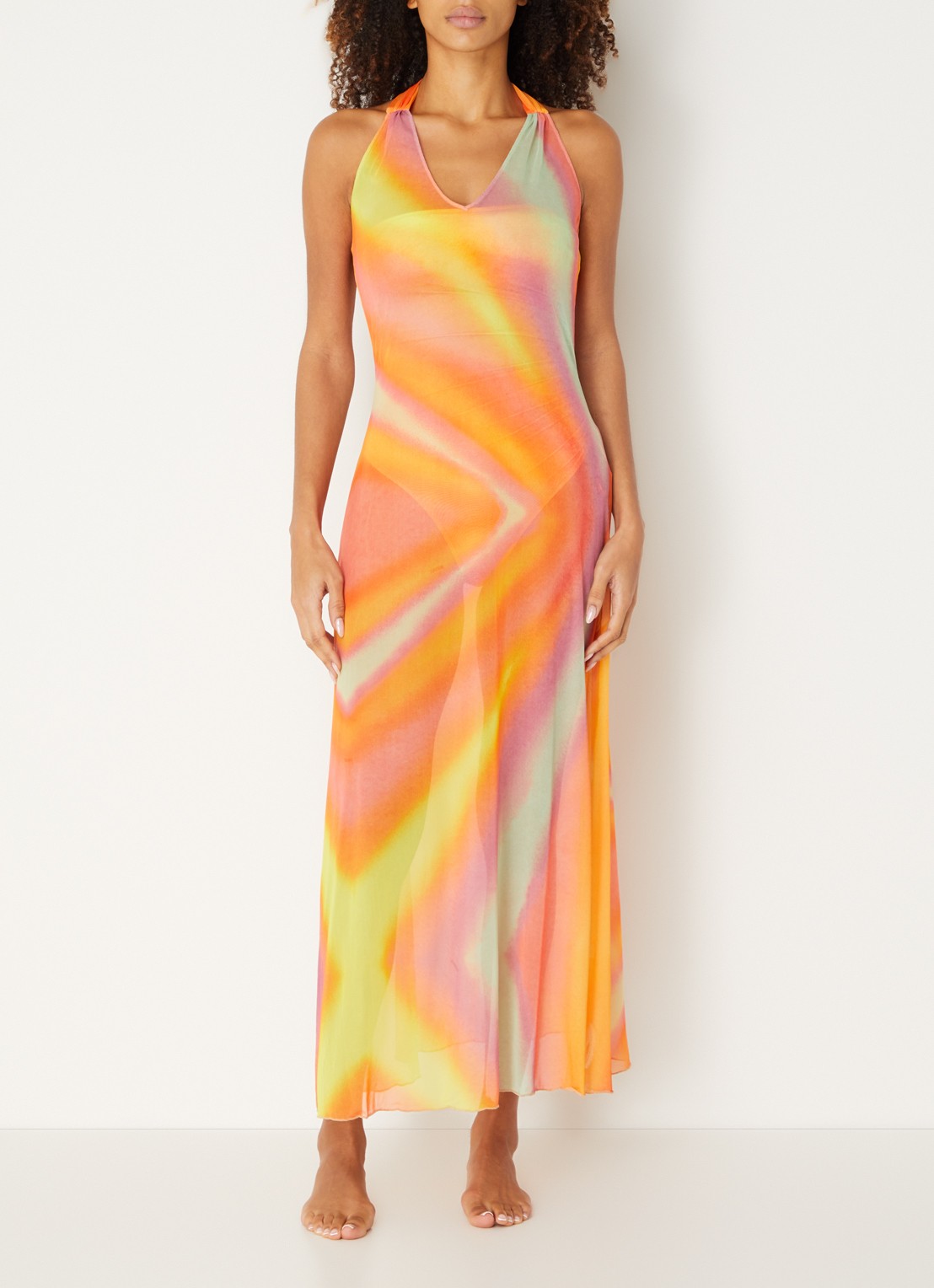 Sarda Kim maxi strandjurk van mesh - detail 4 oranje