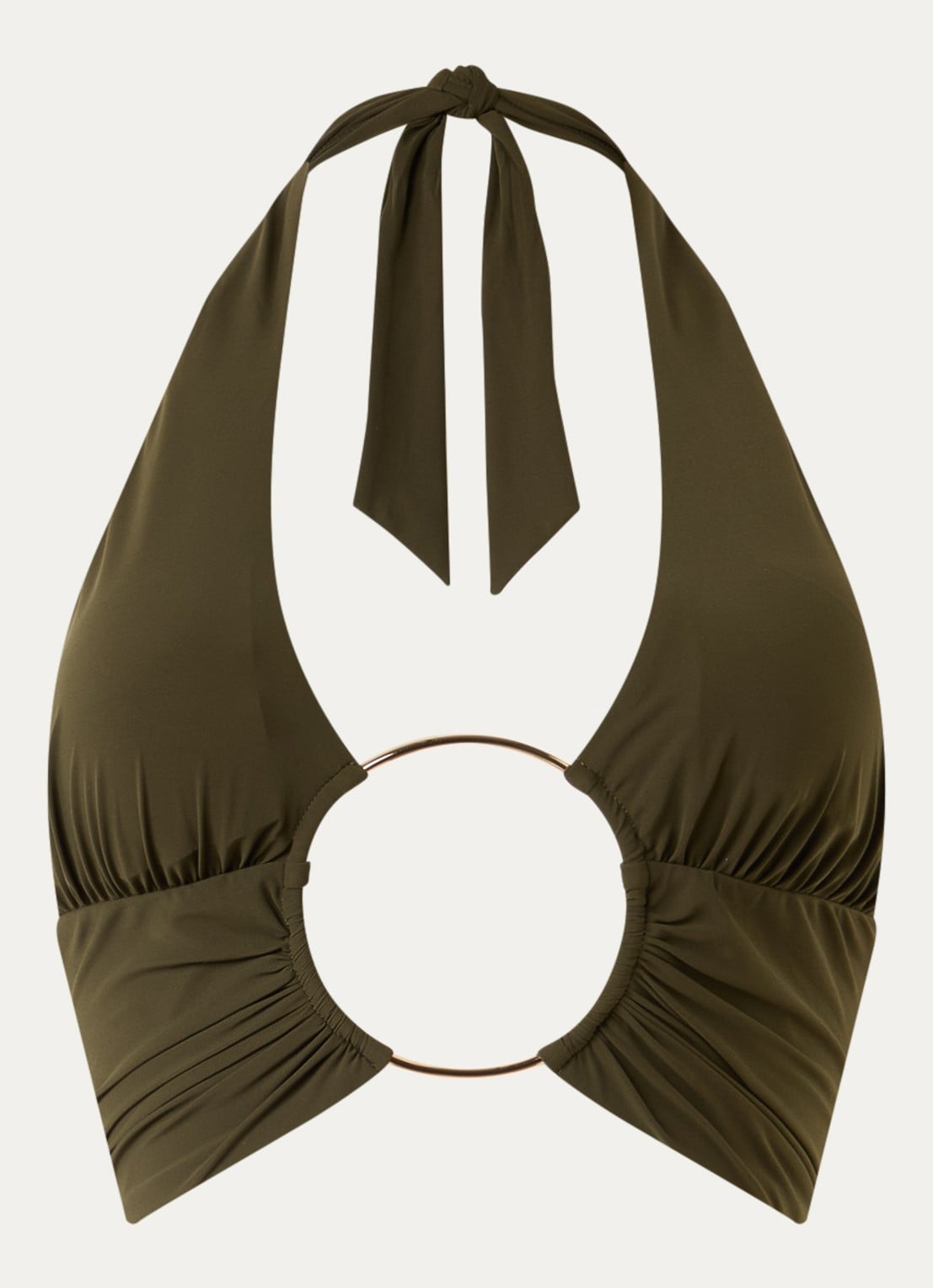 Sarda Lita halter bikinitop met uitneembare vulling - voorkant 2 bronsgroen