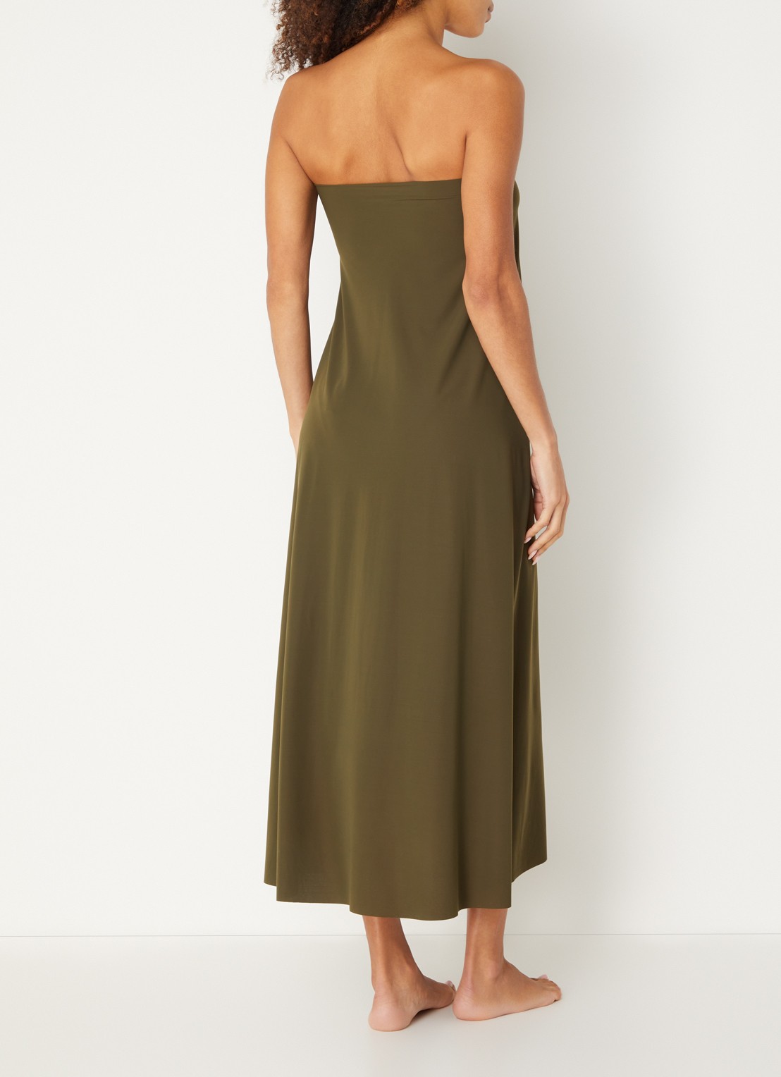 Sarda Lita maxi strandrok met cut-out detail - achterkant 4 olijfgroen