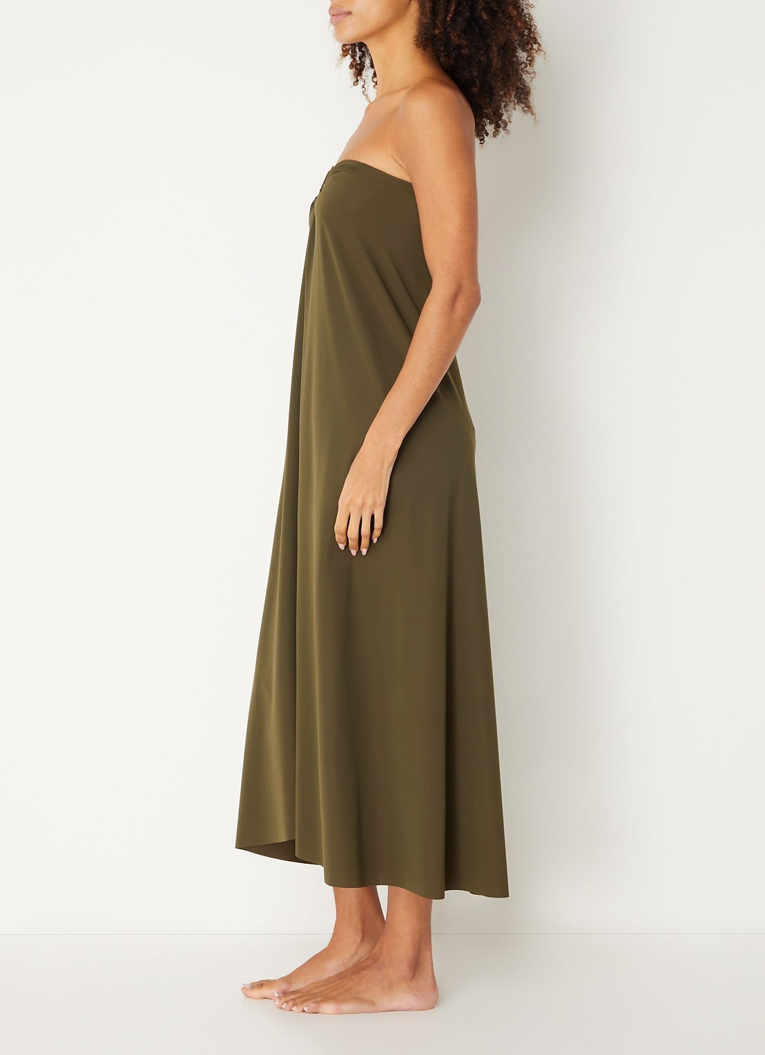 Sarda Lita maxi strandrok met cut-out detail - voorkant 3 olijfgroen