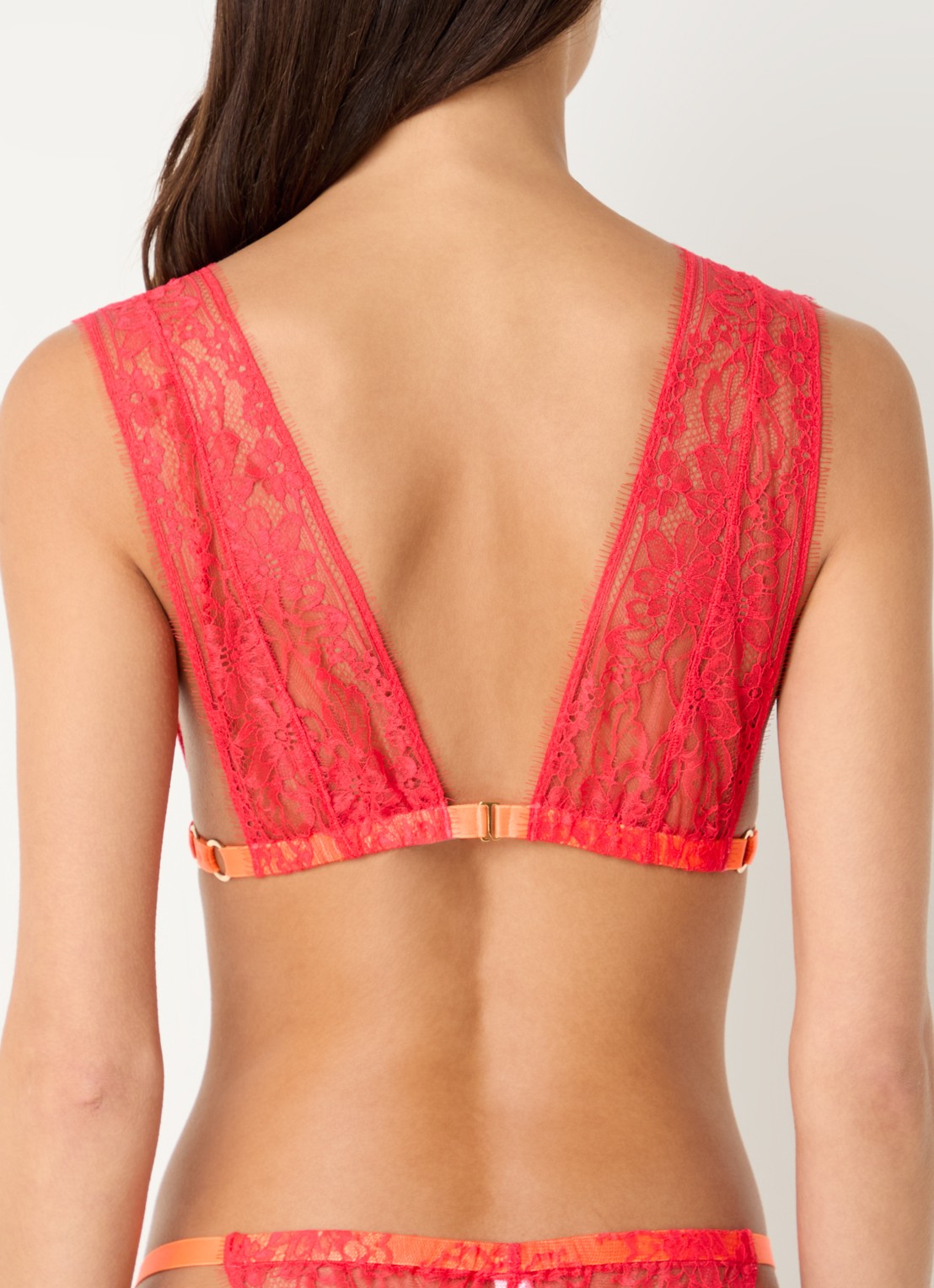 Sarda Lovelace bralette van kant - achterkant 3 koraalrood