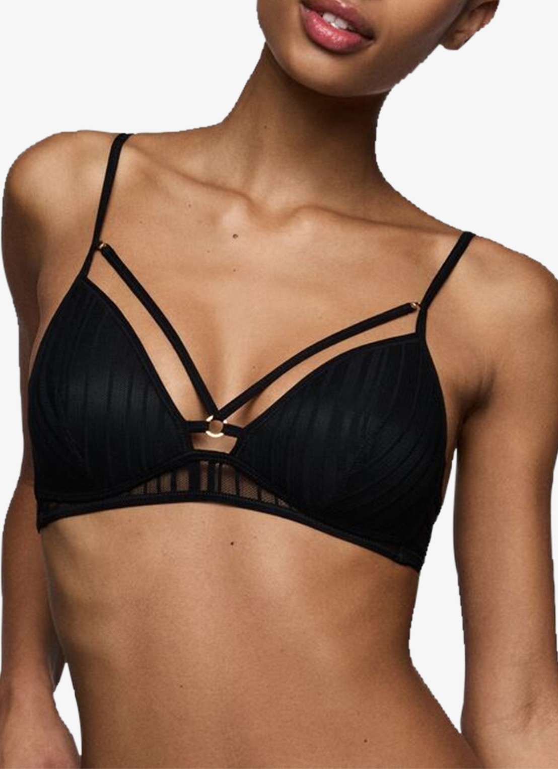 Sarda Mandl voorgevormde bralette met mesh - detail zwart