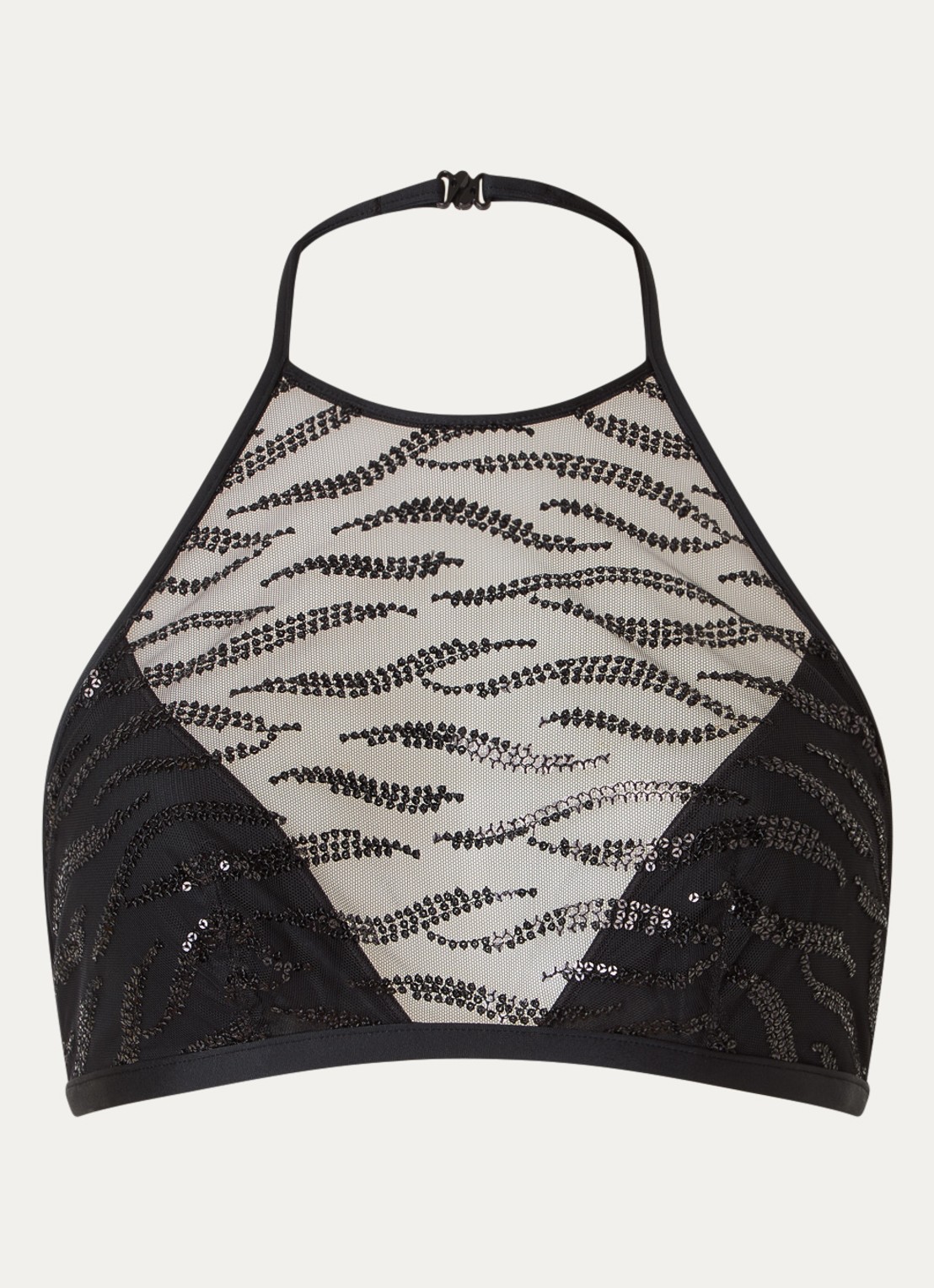 Sarda Milhon bralette van mesh met pailletten - voorkant 2 zwart