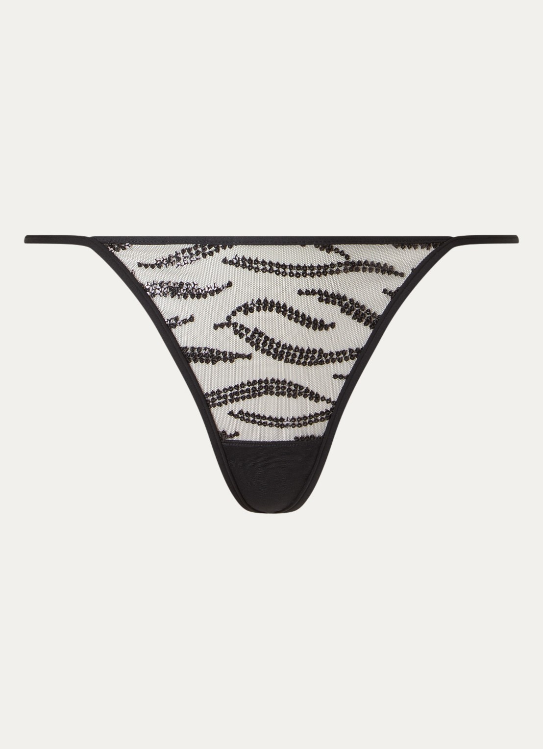 Sarda Milhon string van mesh met pailletten - voorkant 3 zwart