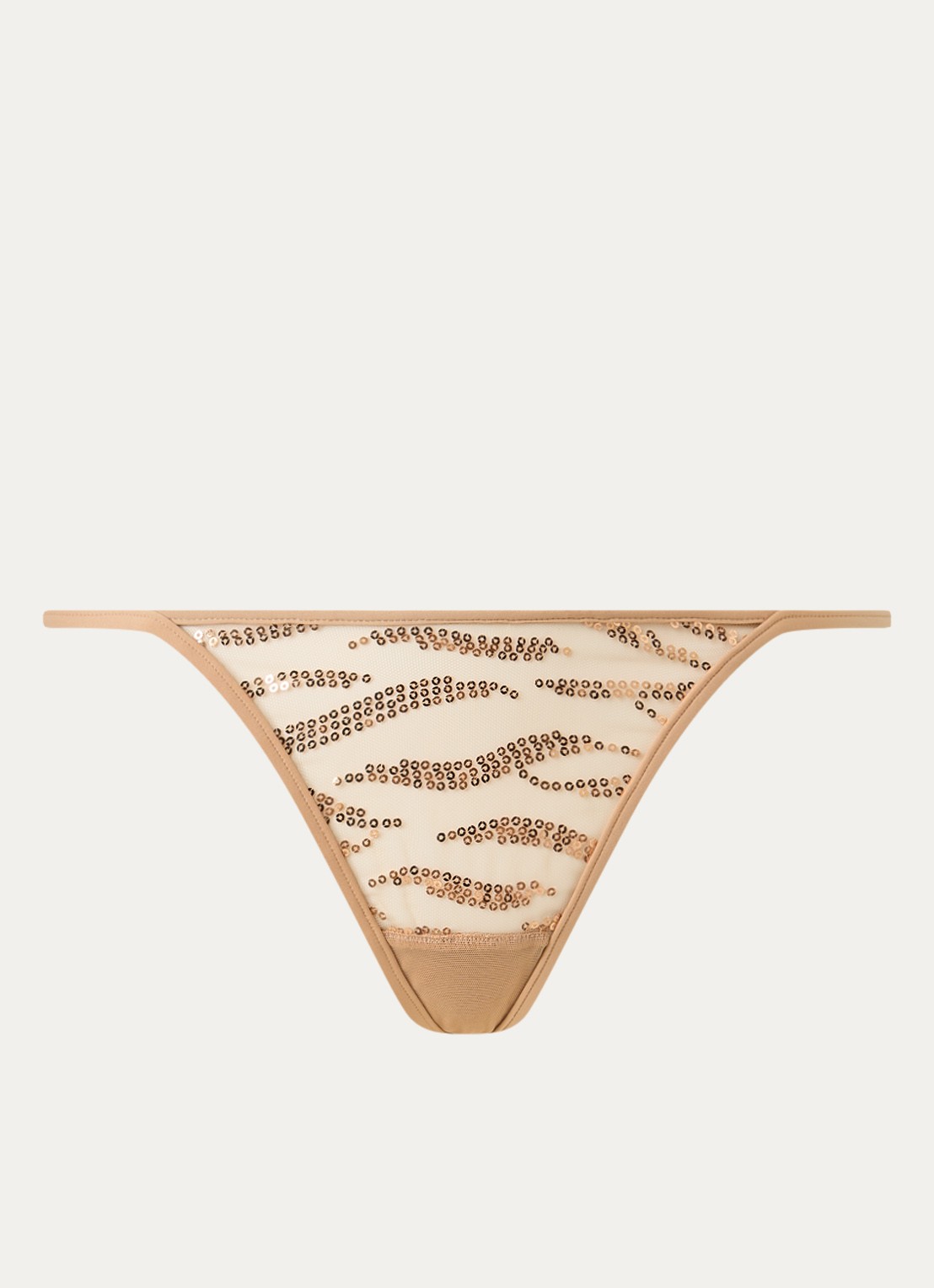 Sarda Milhon string van mesh met pailletten - voorkant 4 beige