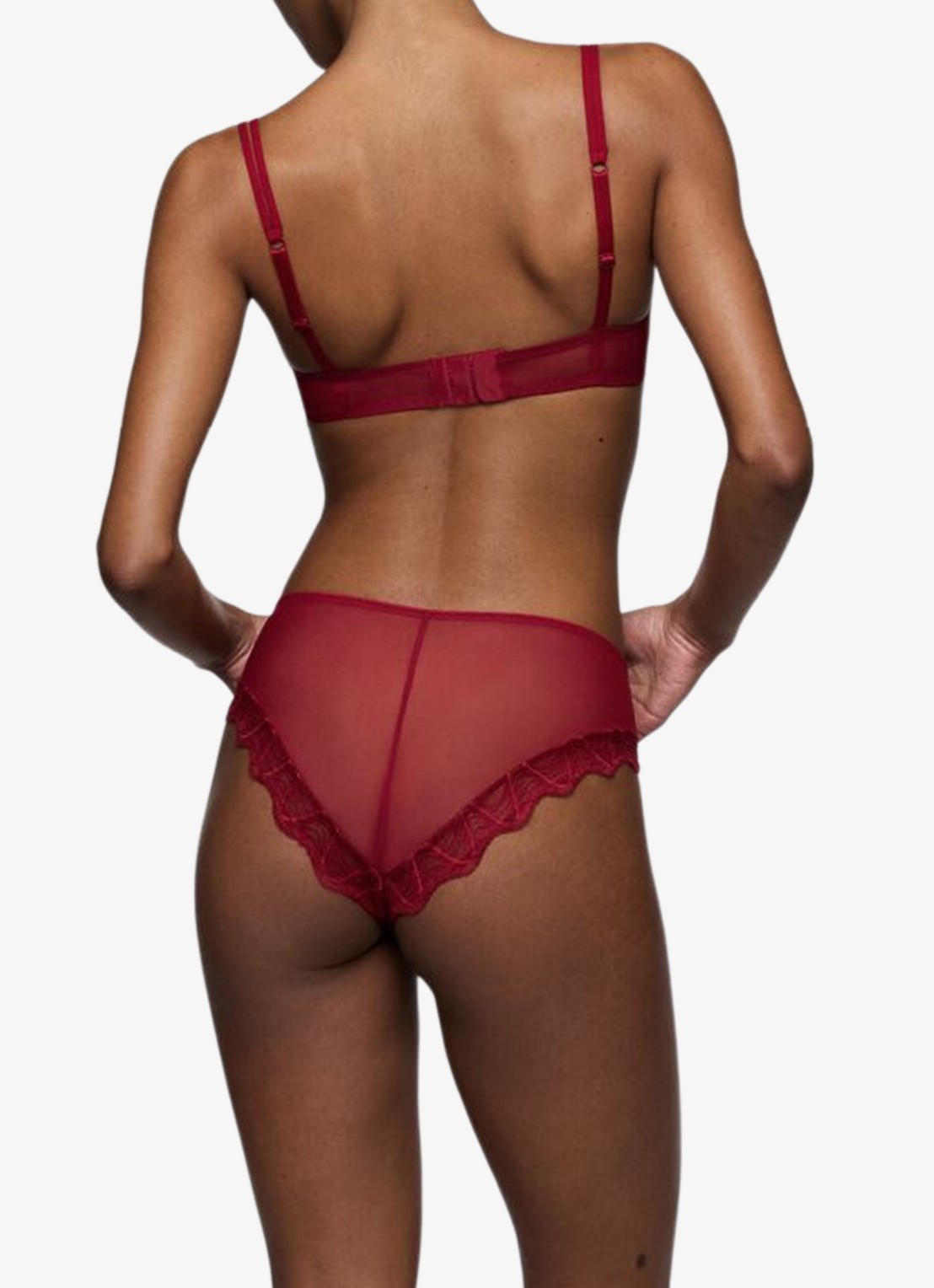 Sarda Nasim bralette van mesh - achterkant 4 donkerrood
