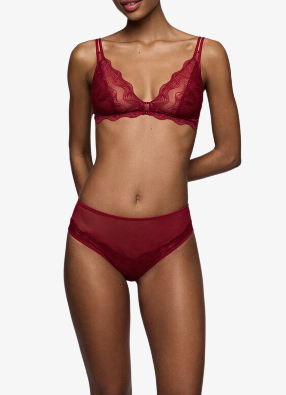 Sarda Nasim bralette van mesh - voorkant 2 donkerrood