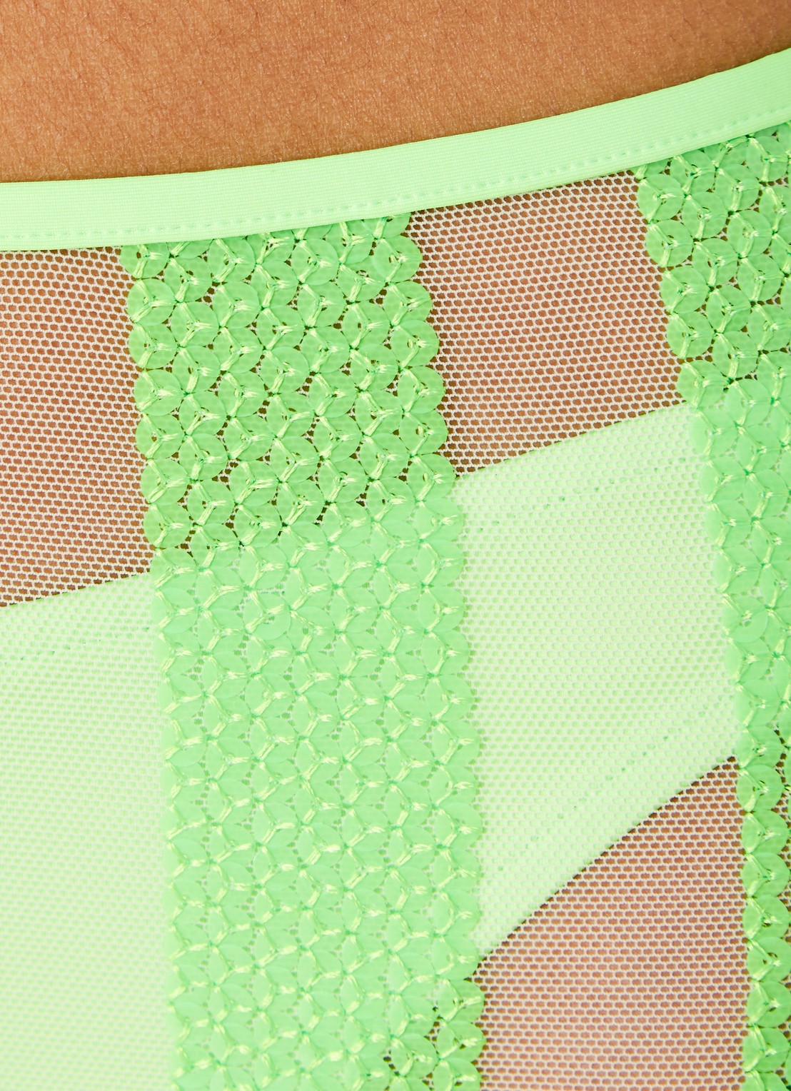Sarda Sha hipster bikinislip met overlay van mesh - detail 2 neongroen