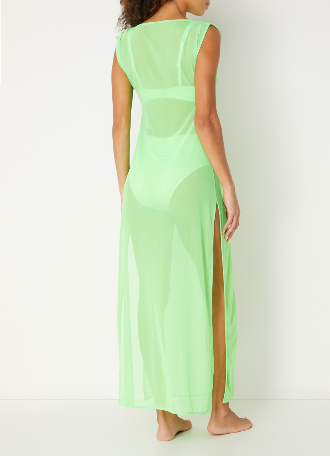 Sarda Sha maxi strandjurk van mesh - achterkant 3 neongroen