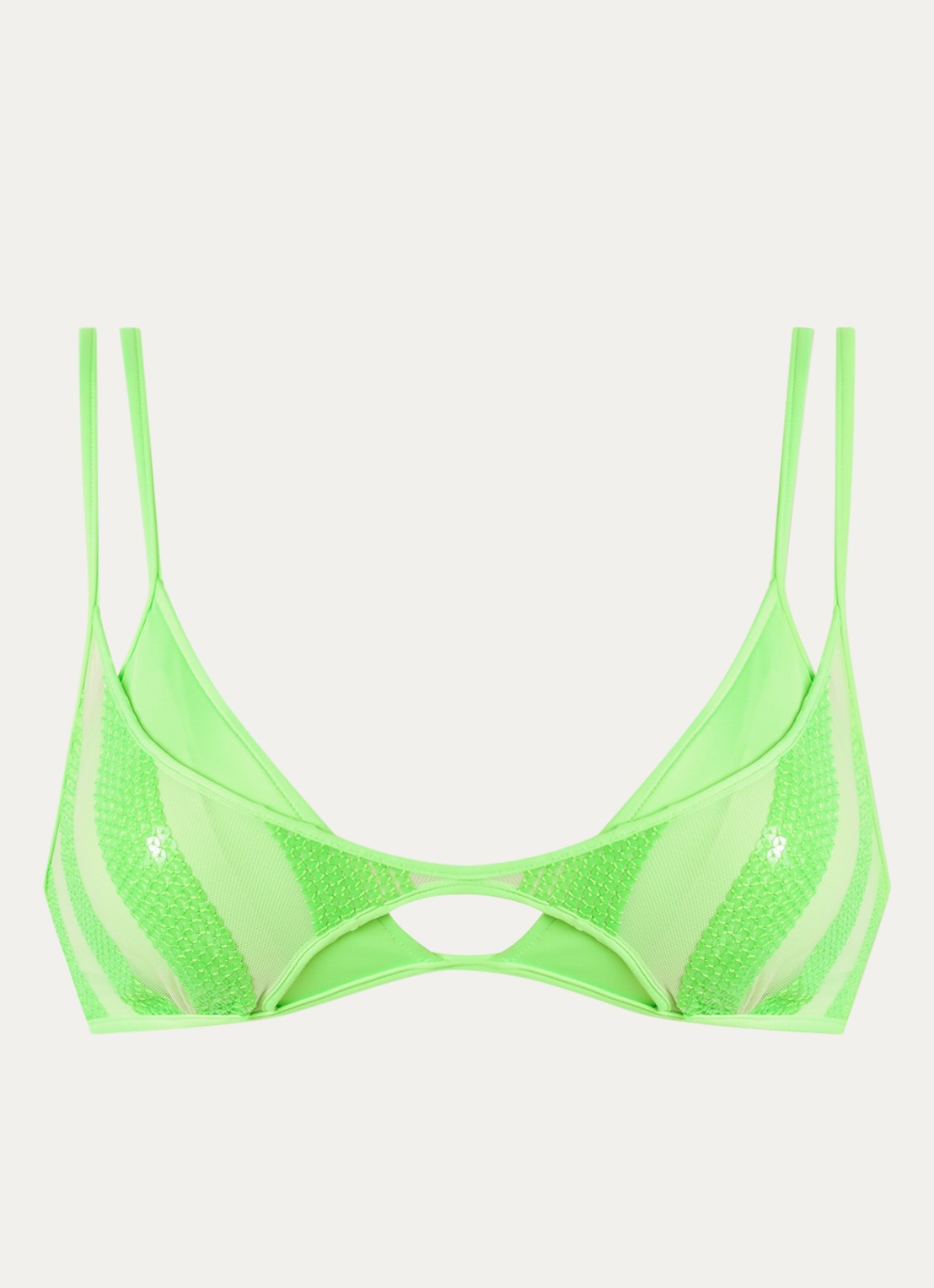 Sarda Sha voorgevormde triangel bikinitop met overlay van mesh - voorkant 4 neongroen