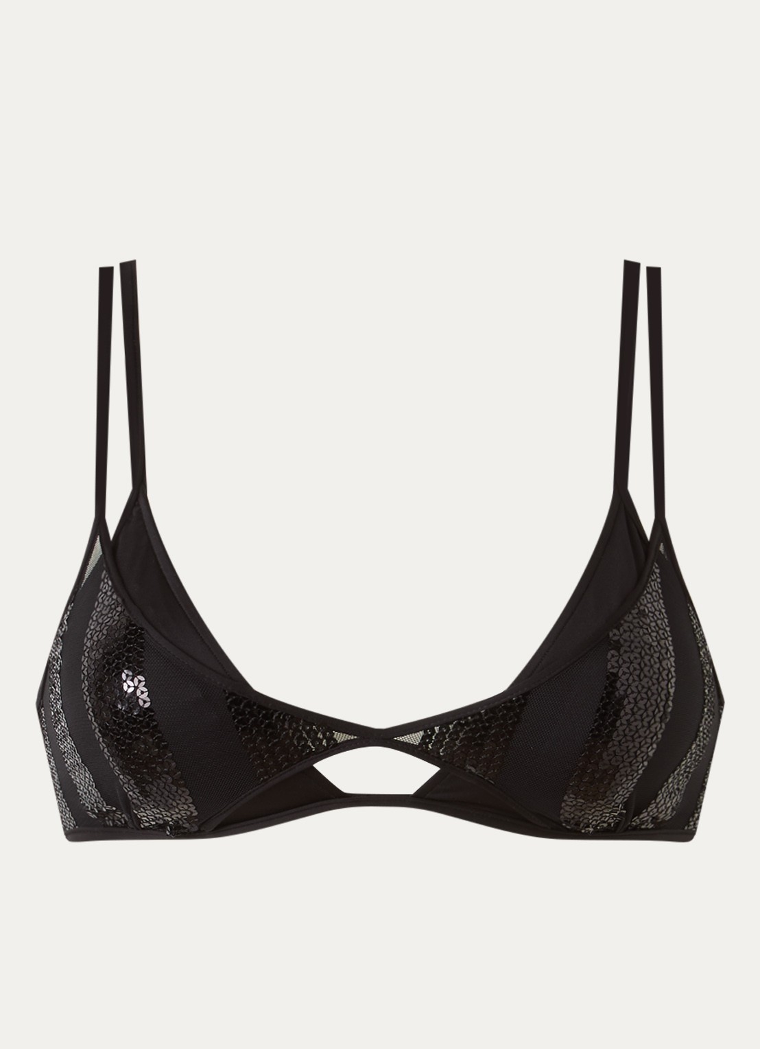 Sarda Sha voorgevormde triangel bikinitop met overlay van mesh - voorkant zwart