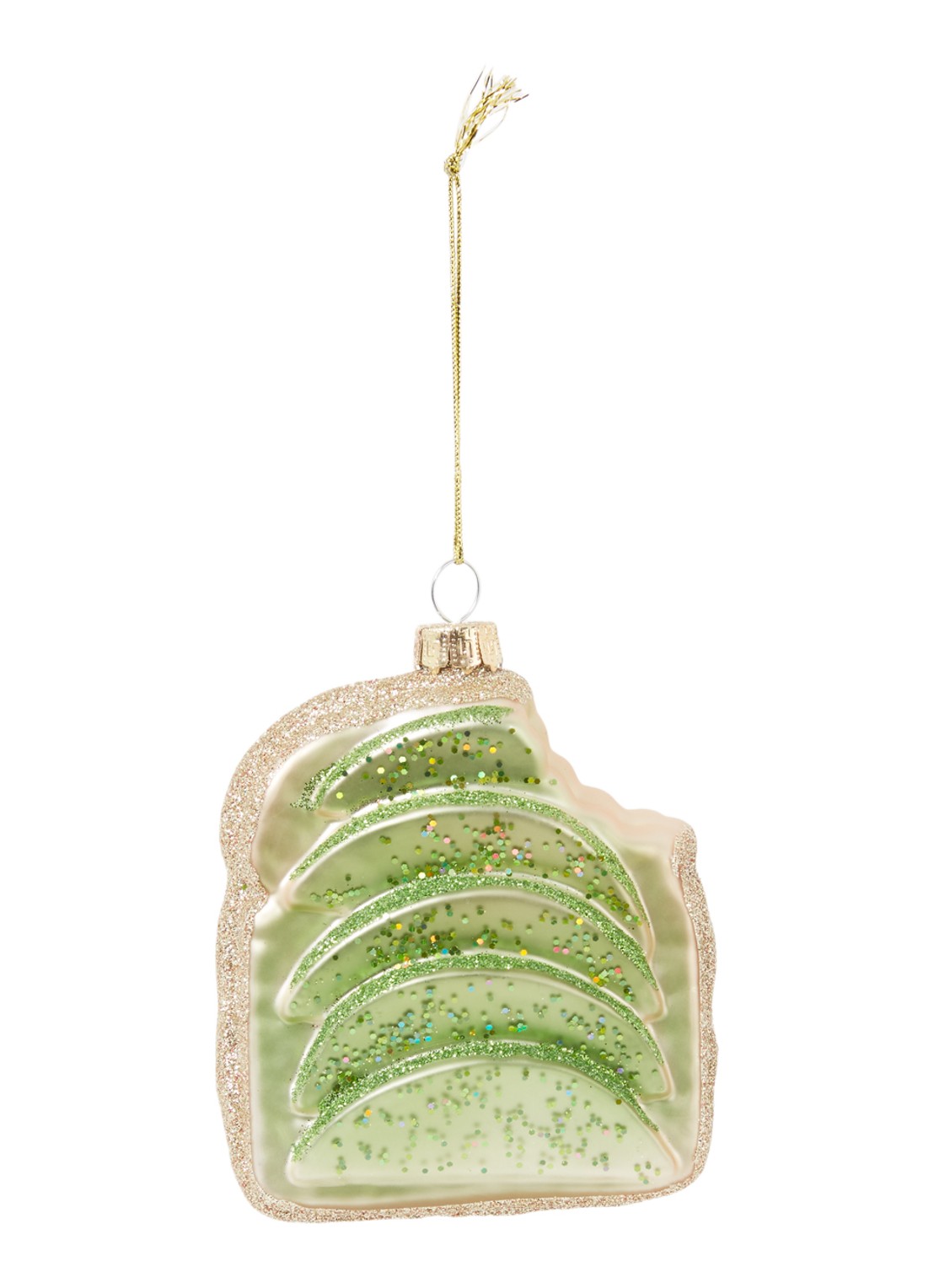Sass & Belle Avocado Toast kersthanger 12 cm - voorkant groen