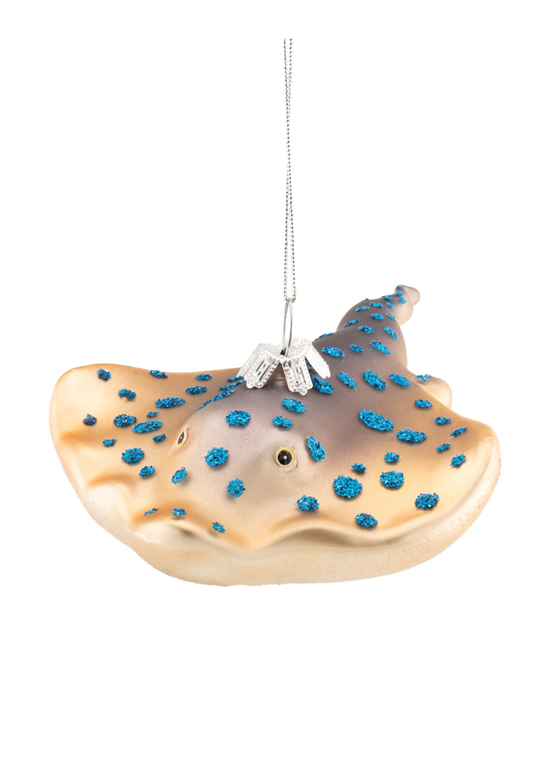 Sass & Belle Blauwgevlekte Pijlstaartrog kersthanger 4,5 cm - voorkant blauw