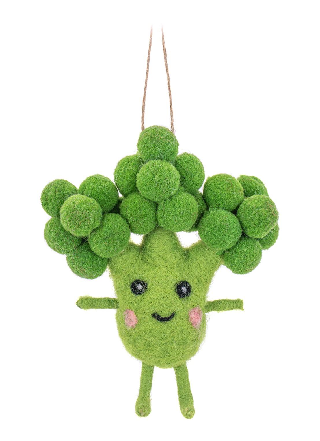 Sass & Belle Broccoli kersthanger 12,5 cm - voorkant groen