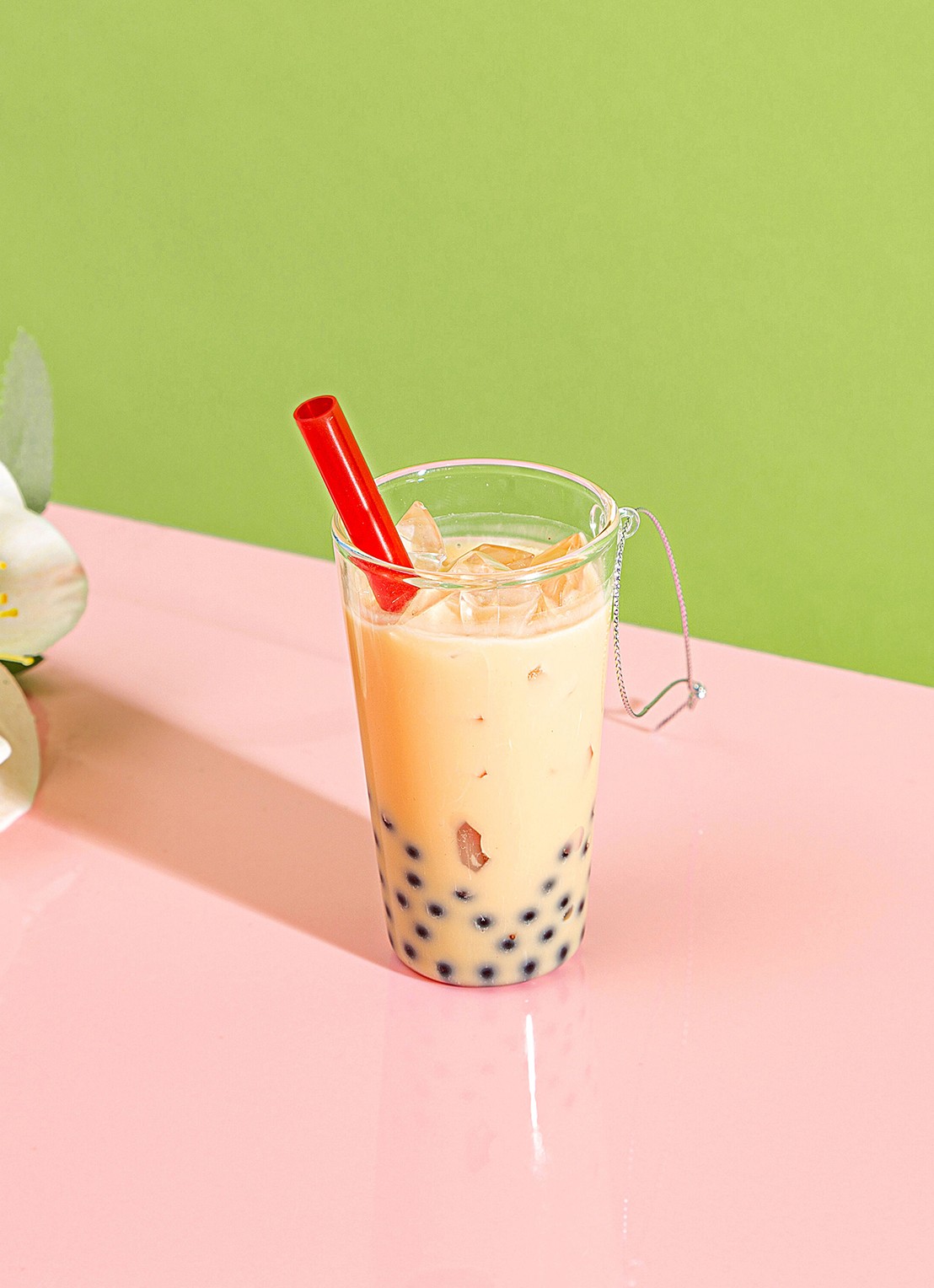 Sass & Belle Bubble Tea kersthanger 10,2 cm - voorkant 2 abrikoos