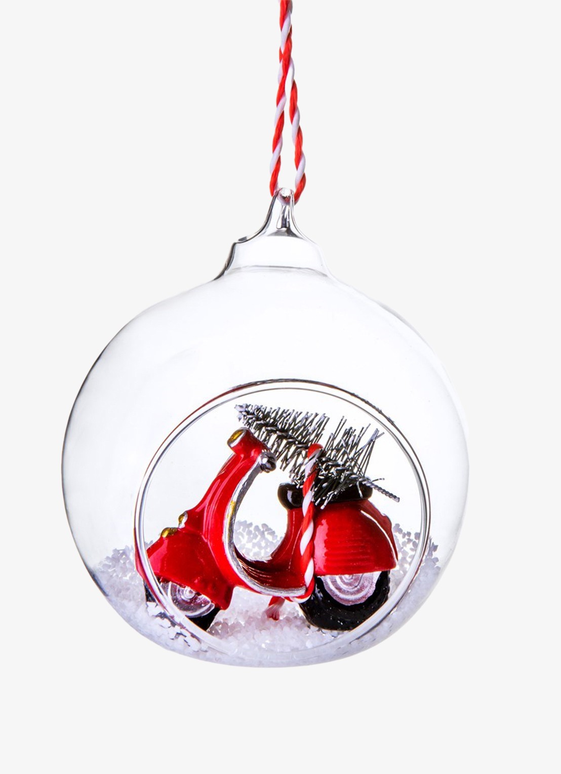 Sass & Belle Coming Home Scooter kerstbal 8 cm - voorkant 2 rood