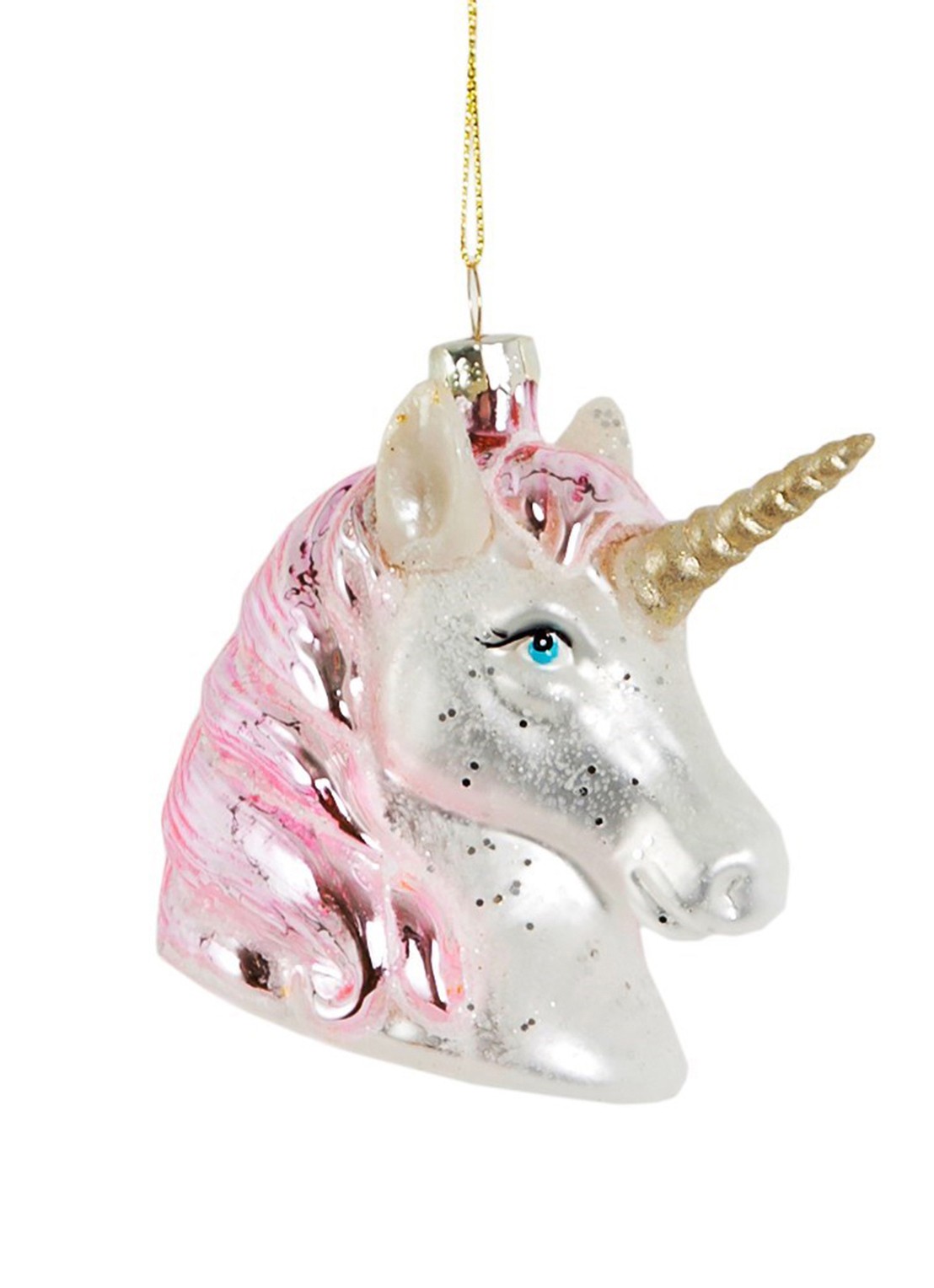 Sass & Belle Eenhoorn kersthanger 9 cm - voorkant wit