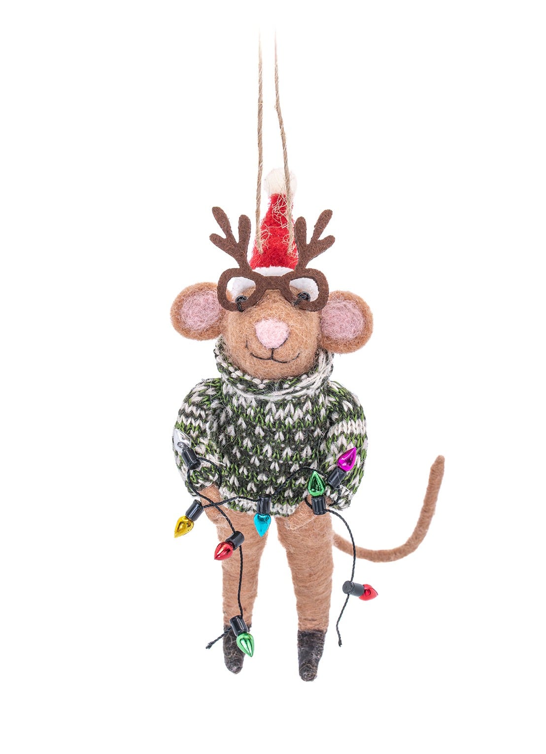 Sass & Belle Feestmuis kersthanger 15 cm - voorkant groen