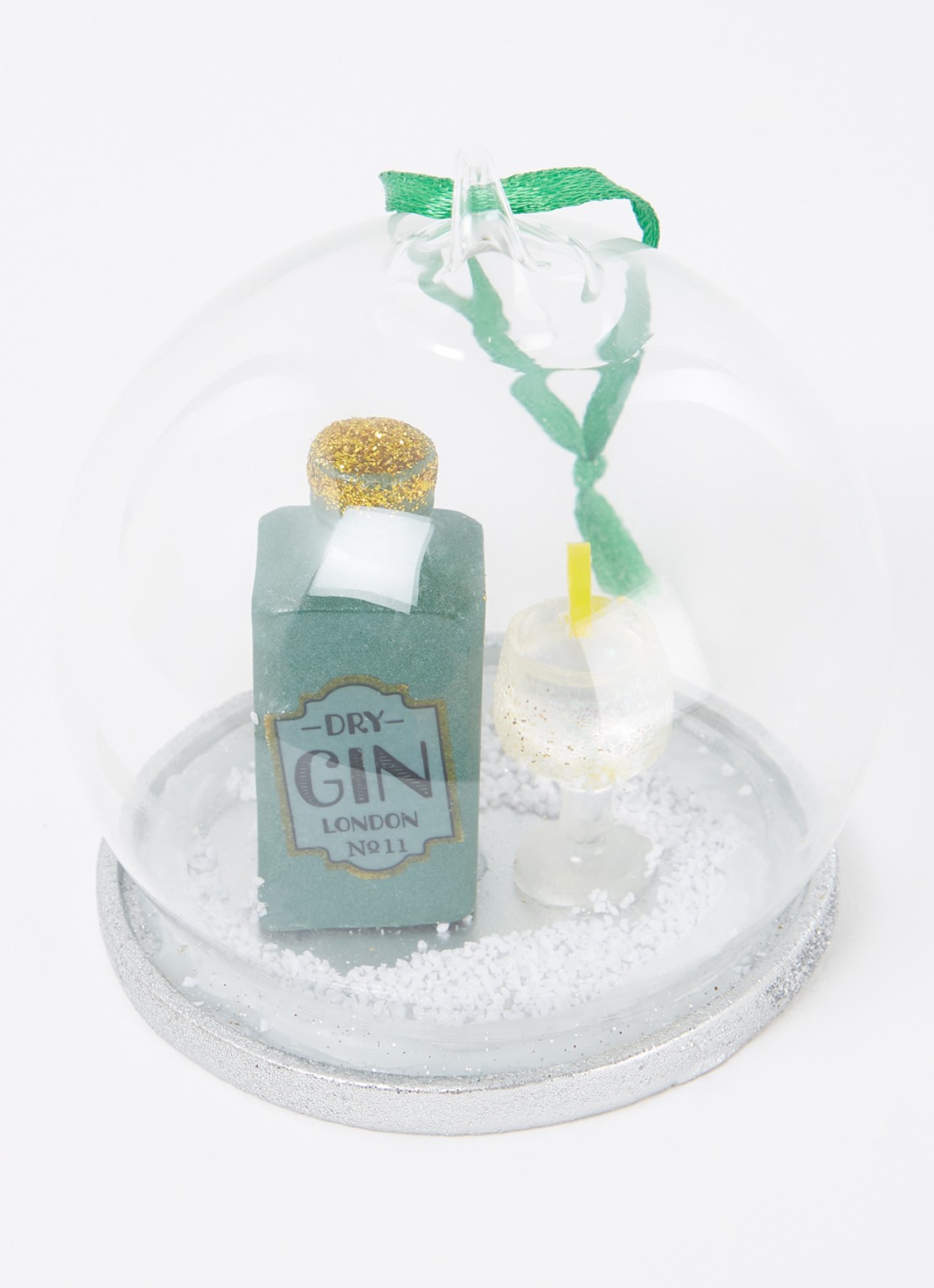 Sass & Belle Gin and Tonic Dome kersthanger 9 cm - detail groen