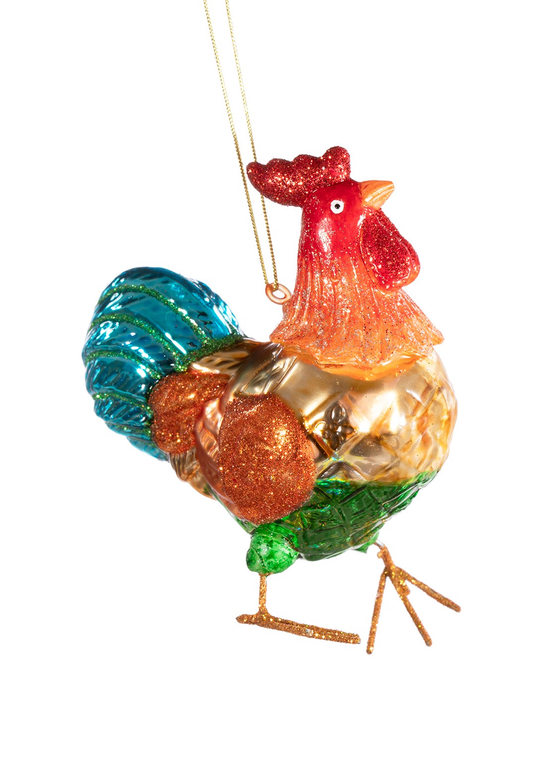 Sass & Belle Haan kersthanger 9,4 cm - voorkant oranje