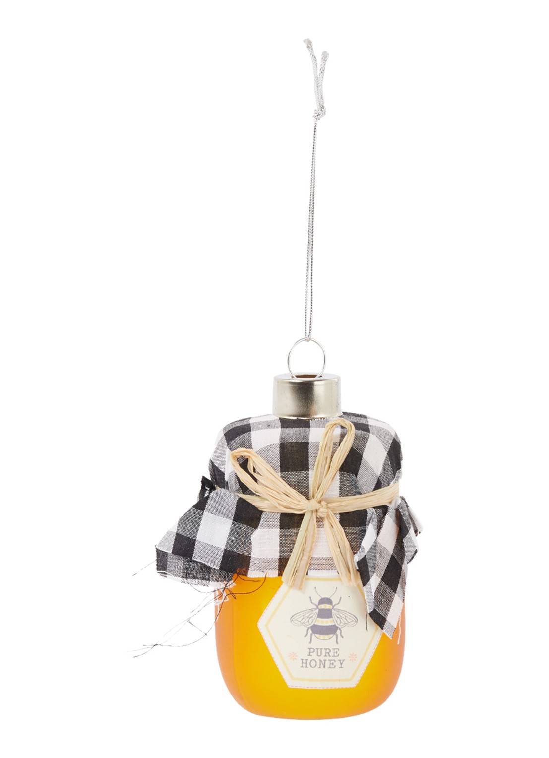 Sass & Belle Honingpot kersthanger 9 cm - voorkant oranje