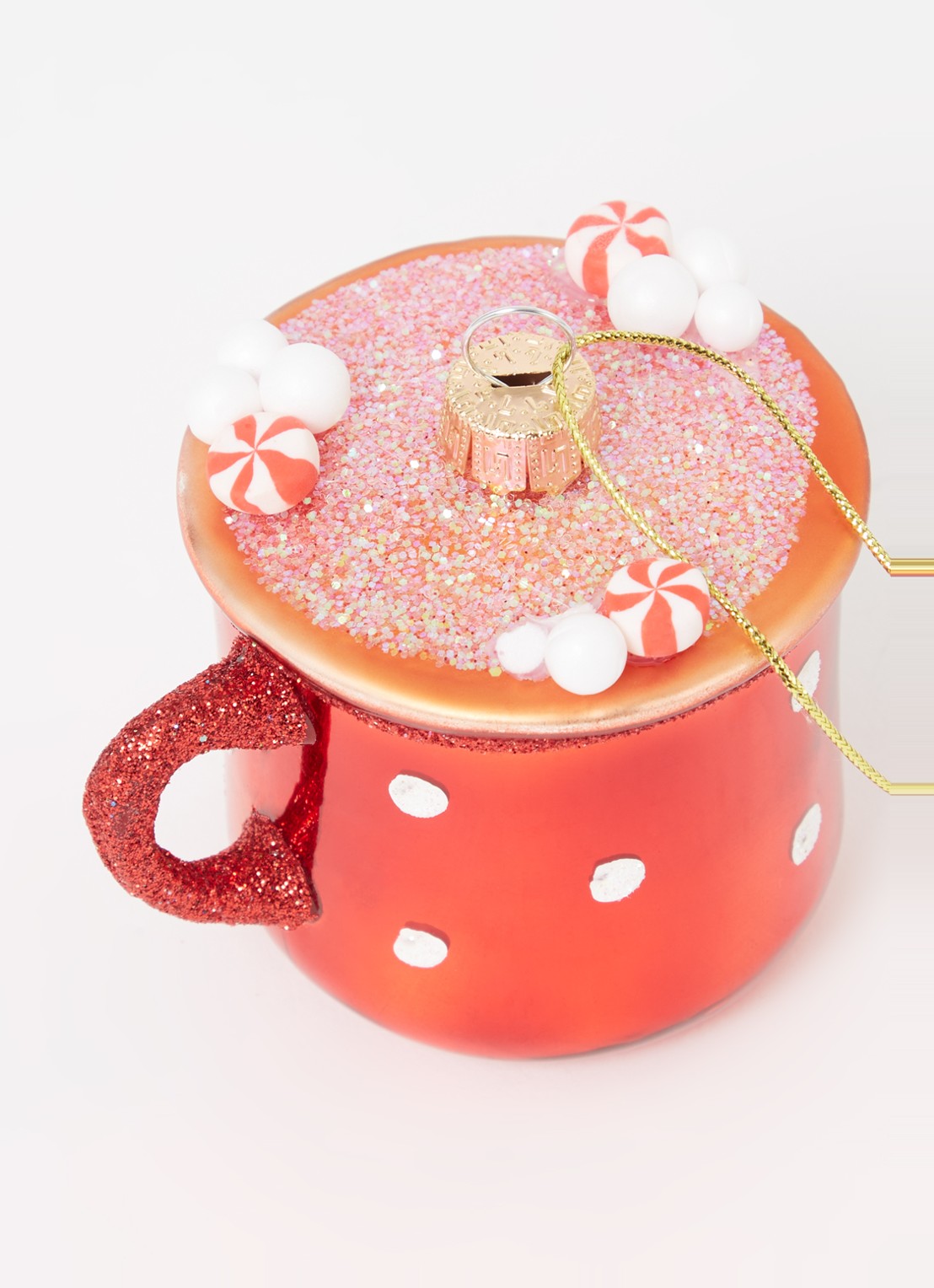 Sass & Belle Hot Chocolate kersthanger 5 cm - detail 3 steenrood