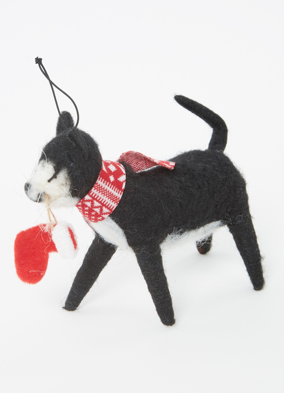 Sass & Belle Kat kersthanger 11,5 cm - detail zwart
