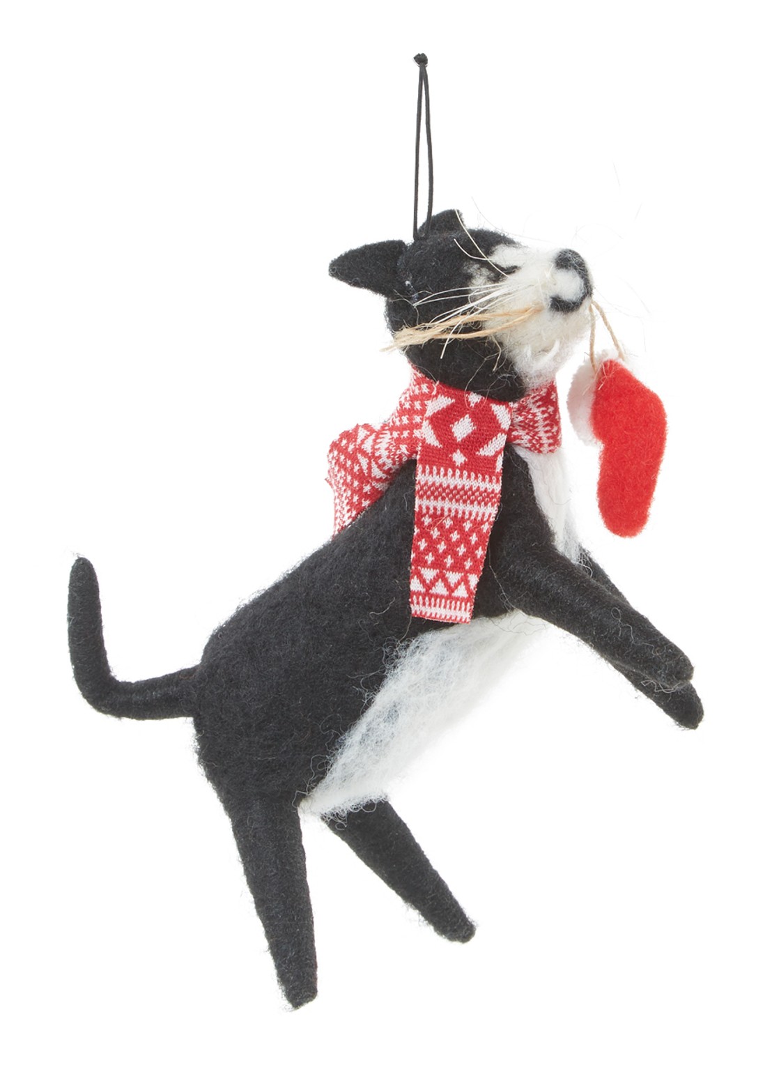 Sass & Belle Kat kersthanger 11,5 cm - voorkant 2 zwart
