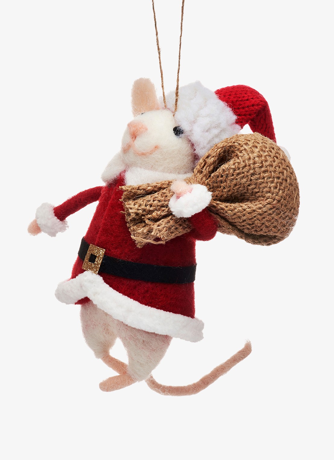 Sass & Belle Kerst Muis kersthanger 6 cm - voorkant rood