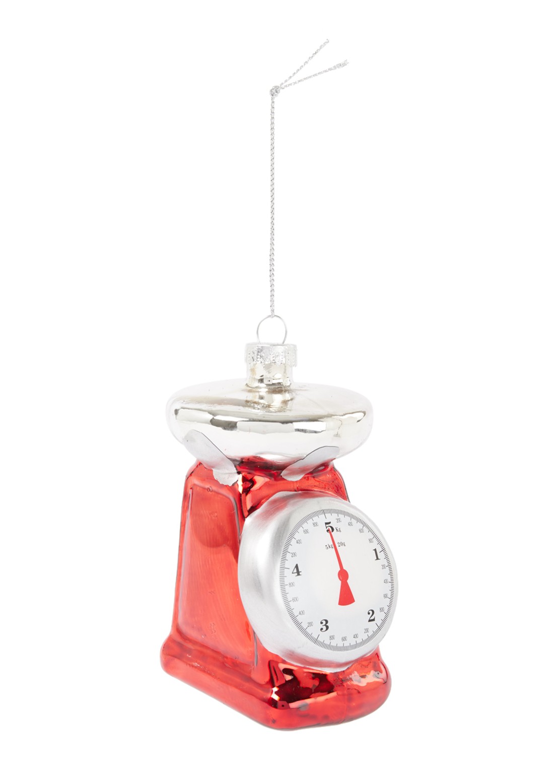 Sass & Belle Keukenweegschaal kersthanger 11,5 cm - voorkant steenrood