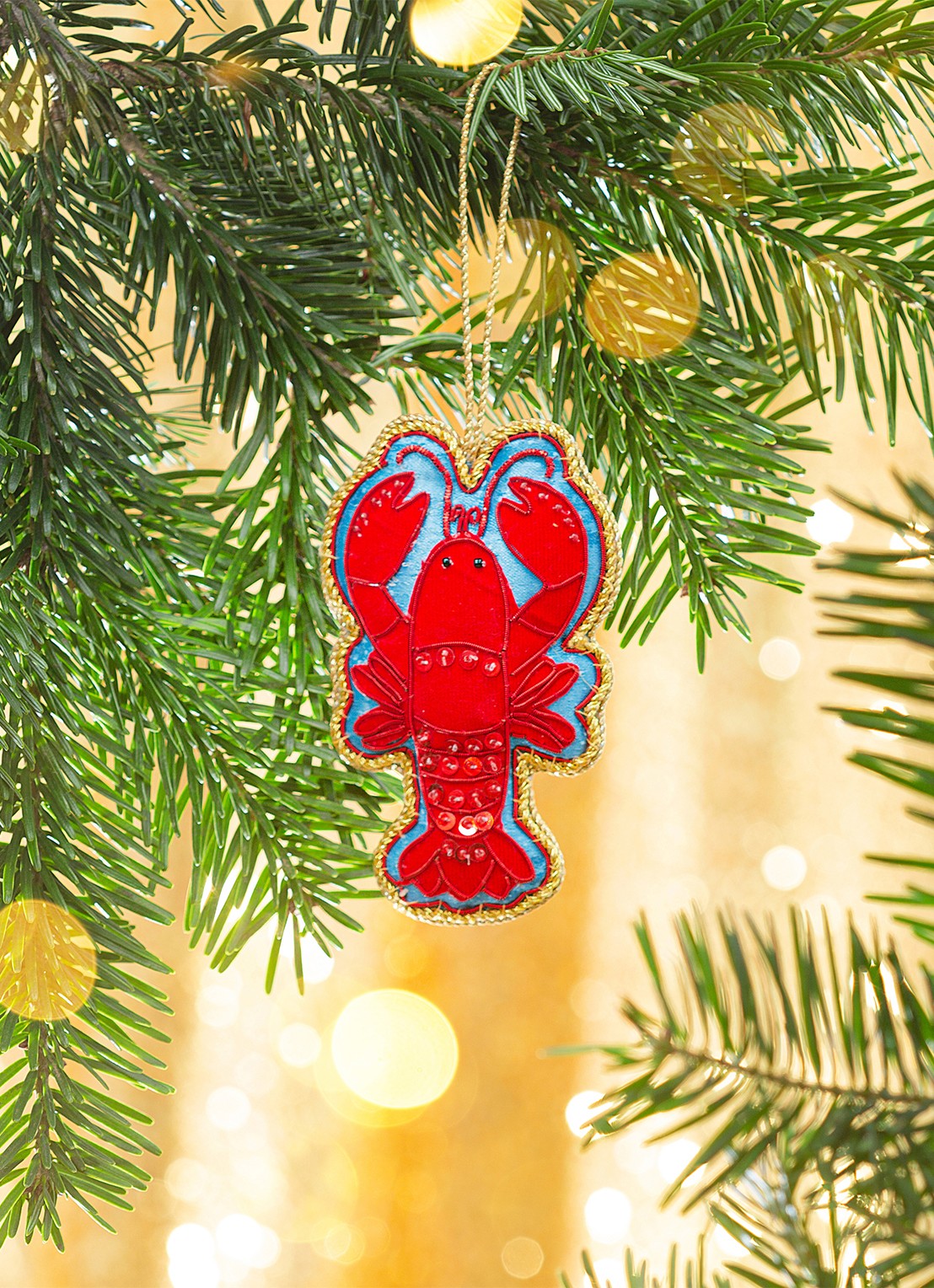 Sass & Belle Kreeft kersthanger 11 cm - voorkant 2 rood