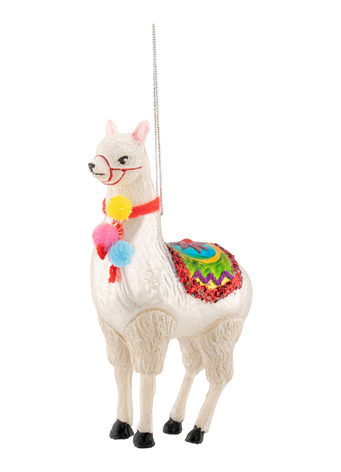 Sass & Belle Lama kersthanger 13 cm - voorkant gebroken wit